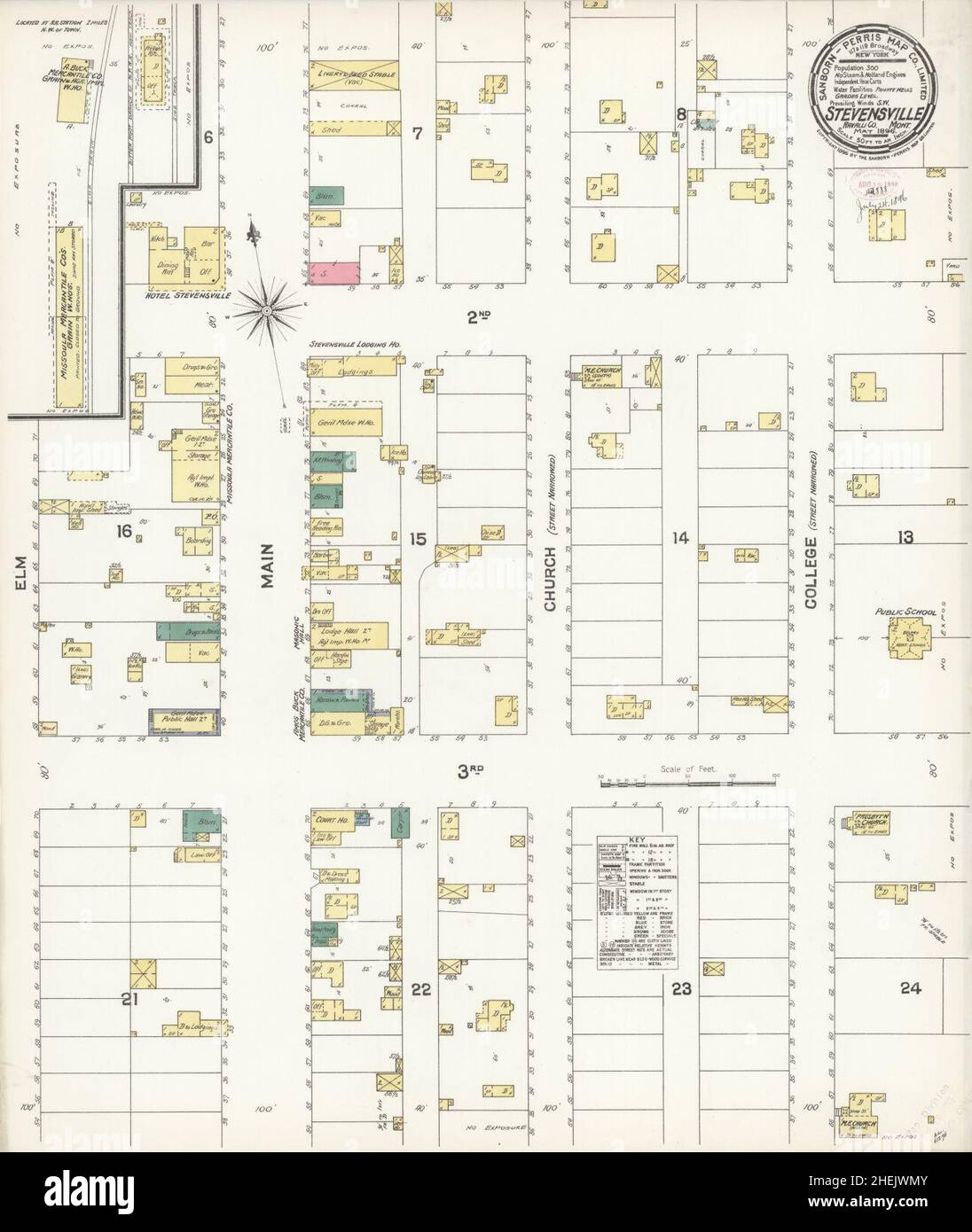 Sanborn Fire Insurance Map from Stevensville, Ravalli County, Montana. Stock Photo