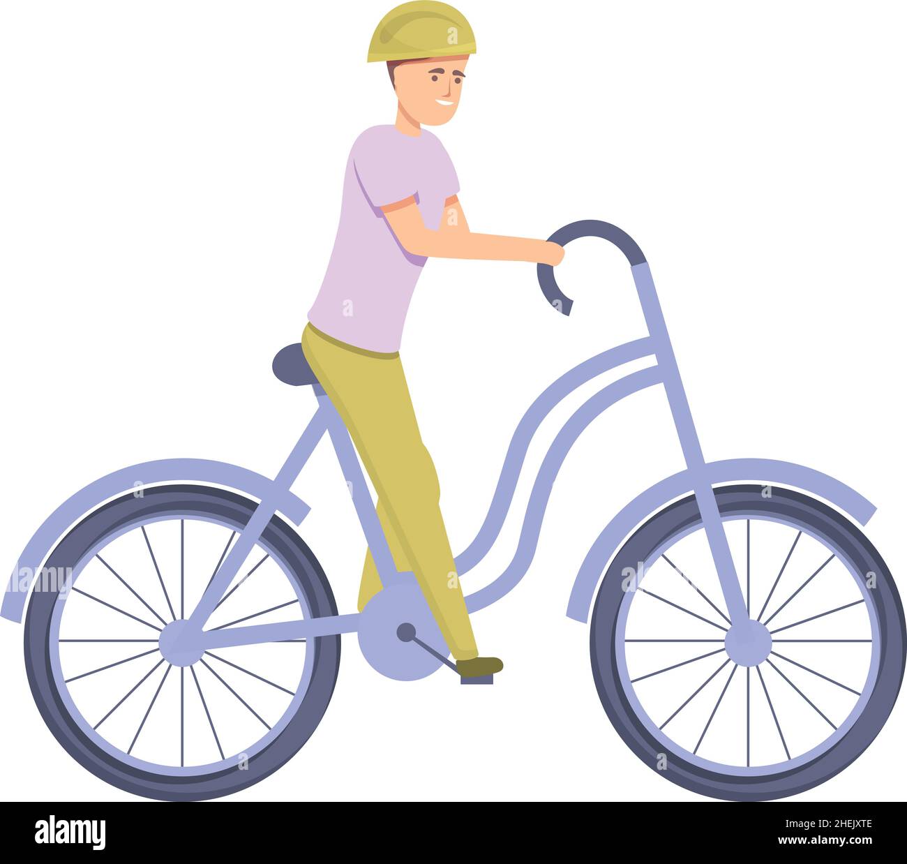Little boy on bicycle icon cartoon vector. Cute child. Safety helmet