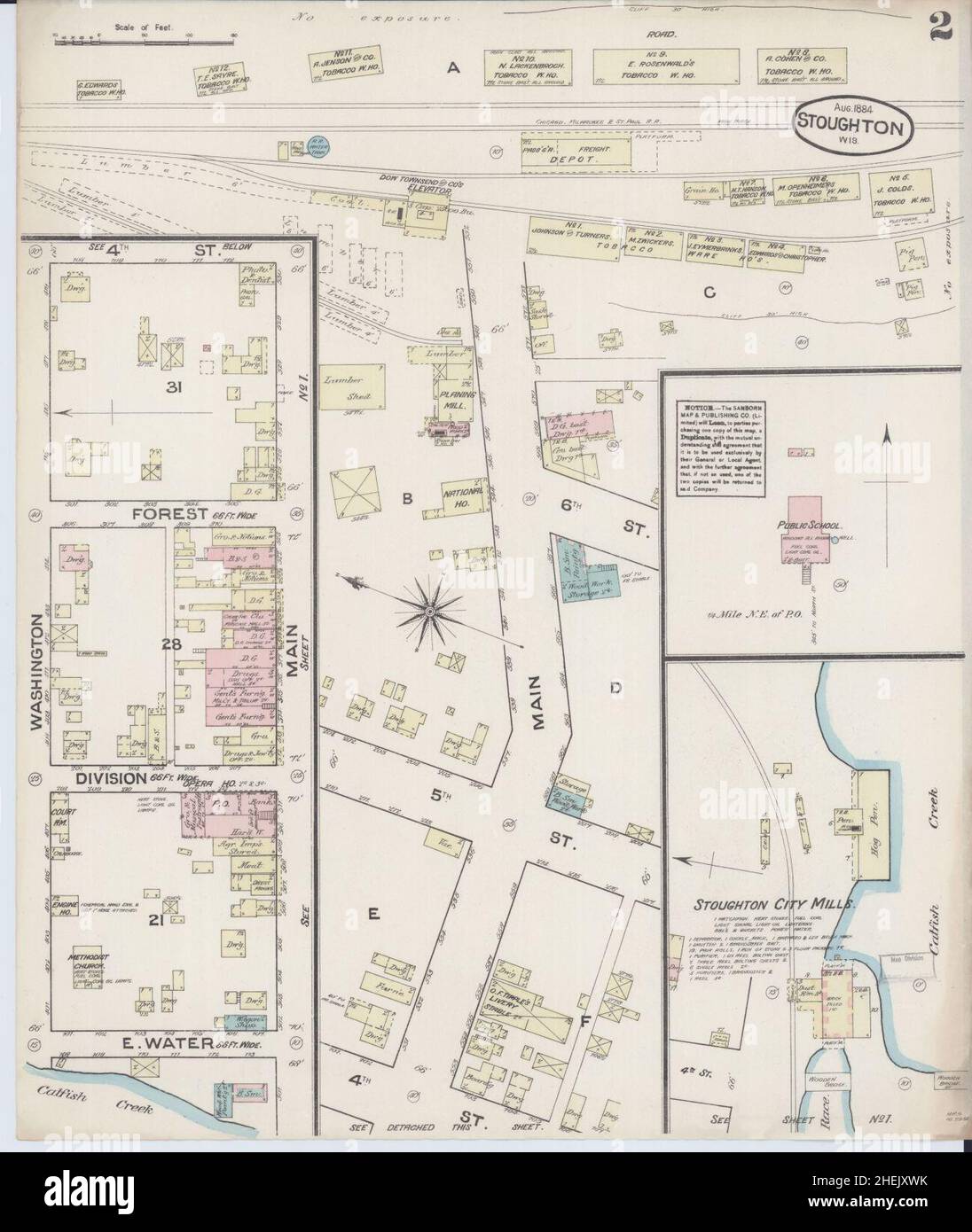 Sanborn Fire Insurance Map from Stoughton, Dane County, Wisconsin. Stock Photo