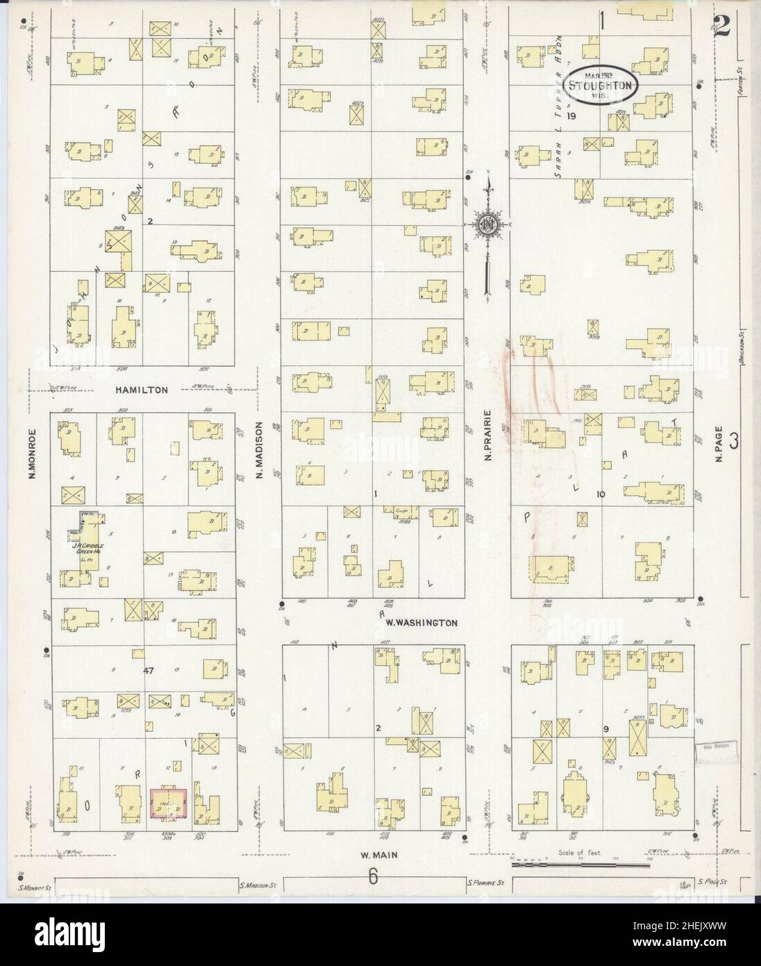 Sanborn Fire Insurance Map from Stoughton, Dane County, Wisconsin. Stock Photo