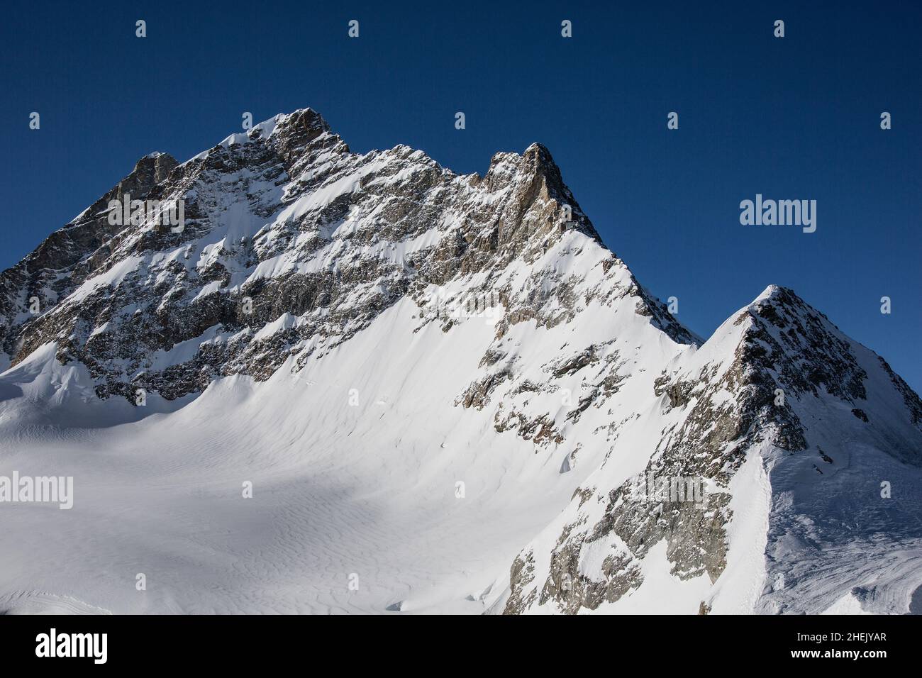 Jungfraujoch, Eiger, snow, Alps, Switzerland, mountains, Europe Stock