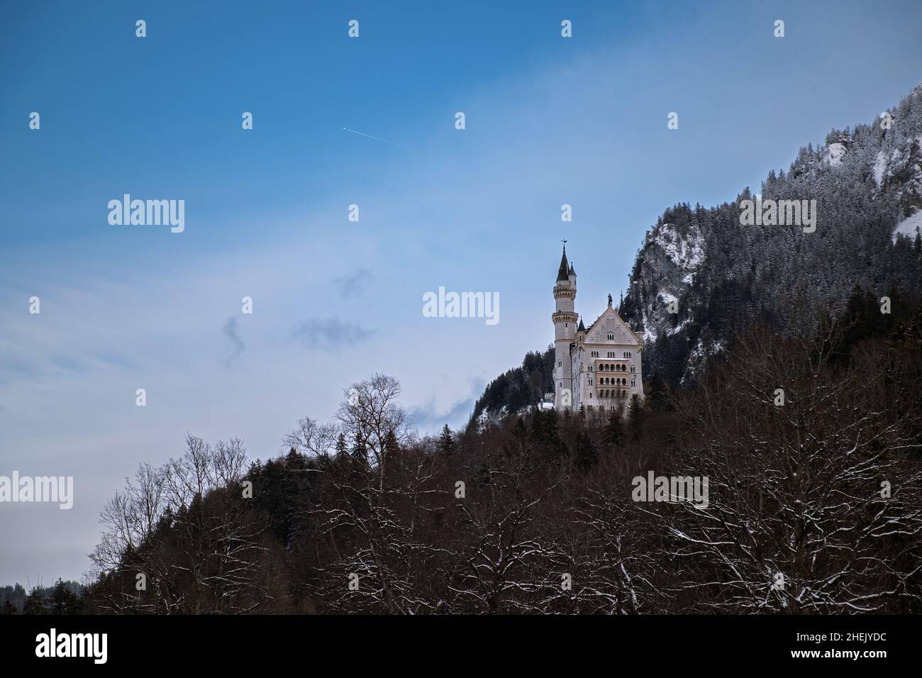 Old european castle in the winter. Neuschwanstein Castle, Germany Stock Photo