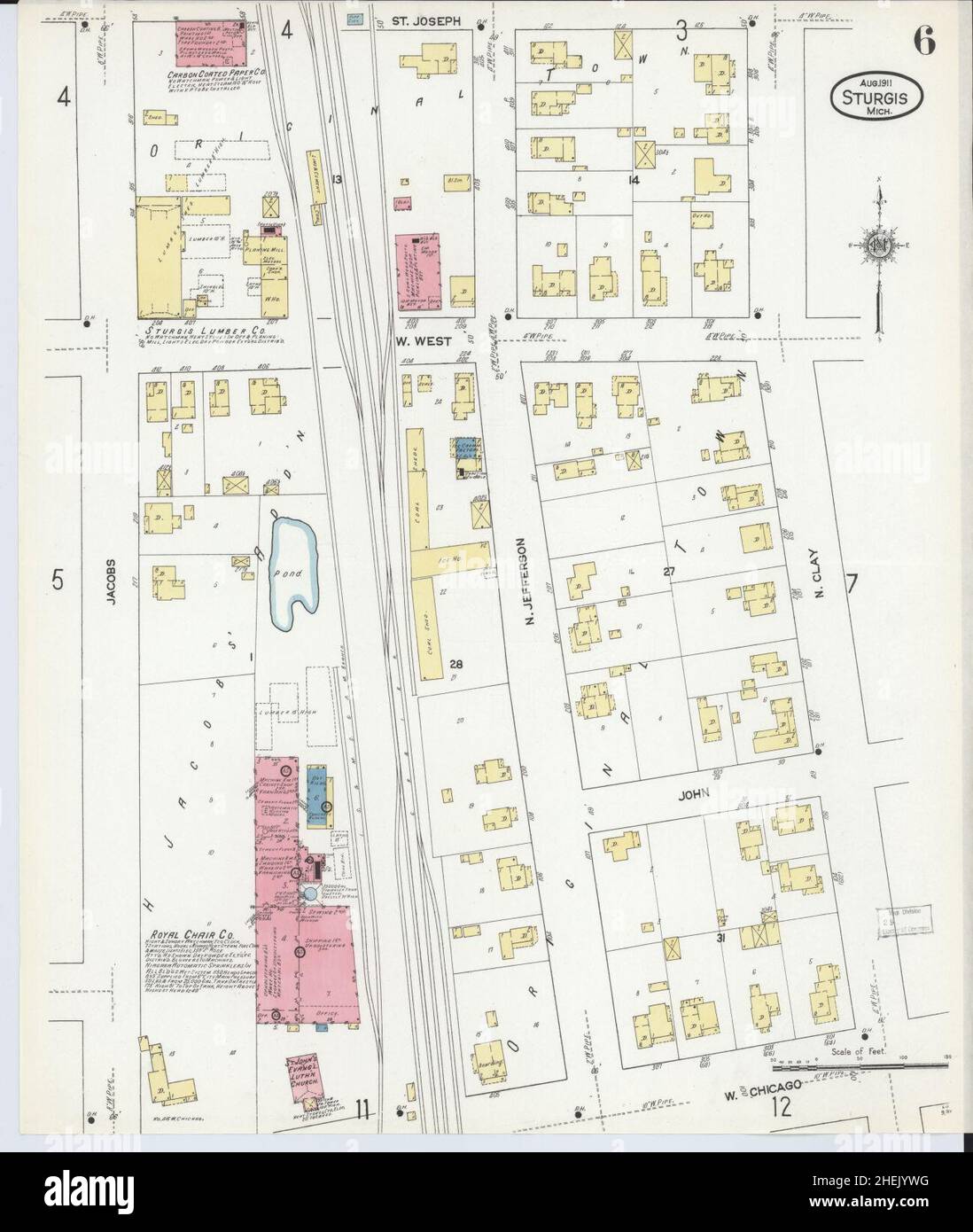 Sanborn Fire Insurance Map from Sturgis, Saint Joseph County, Michigan. Stock Photo