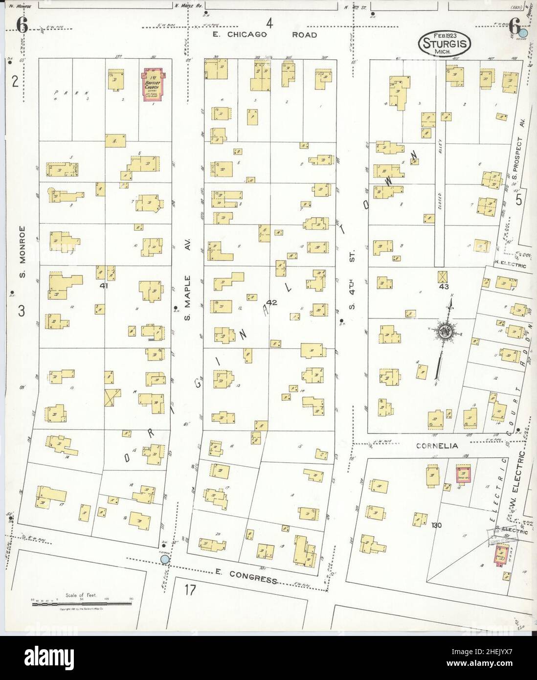 Sanborn Fire Insurance Map from Sturgis, Saint Joseph County, Michigan. Stock Photo