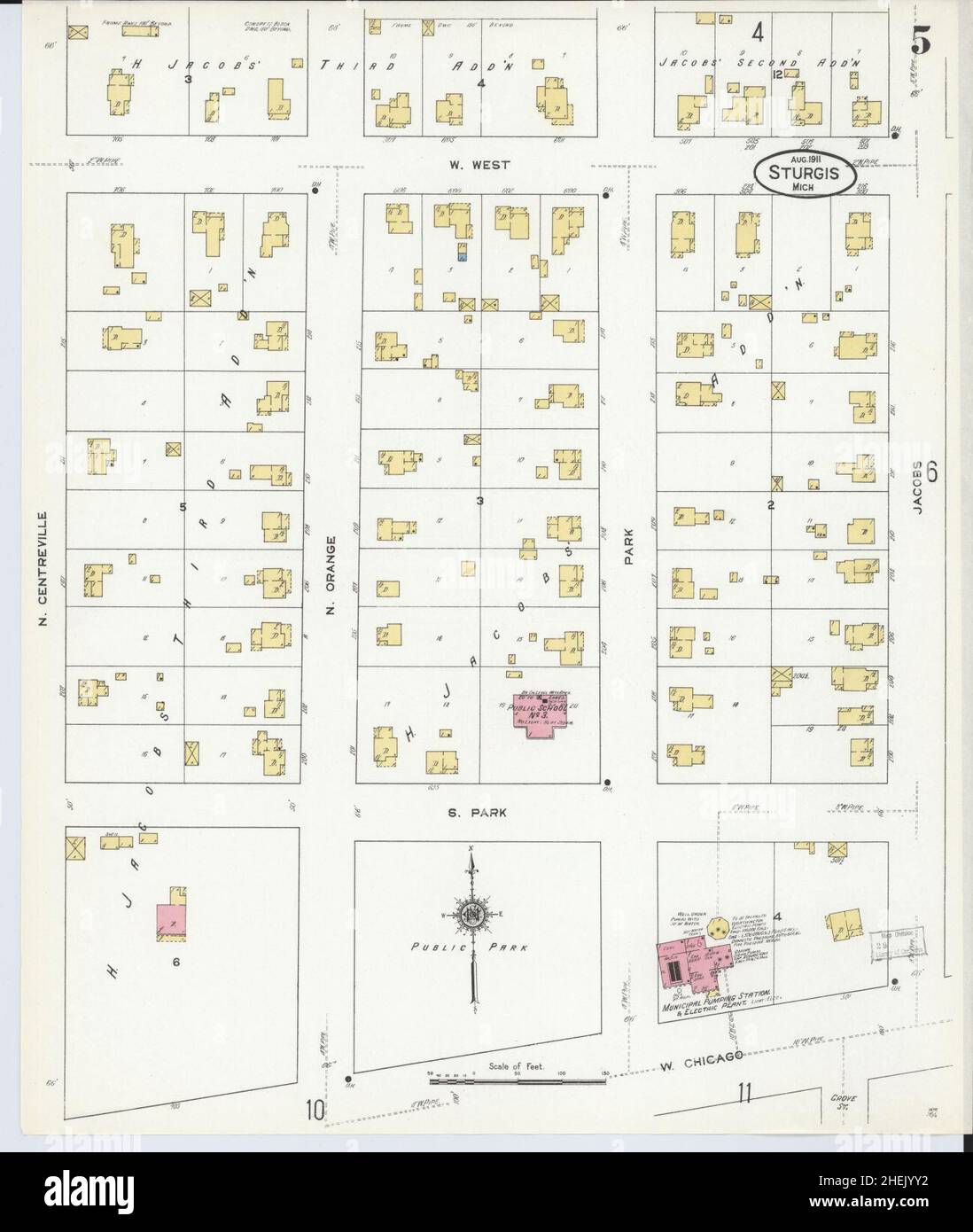 Sanborn Fire Insurance Map from Sturgis, Saint Joseph County, Michigan. Stock Photo