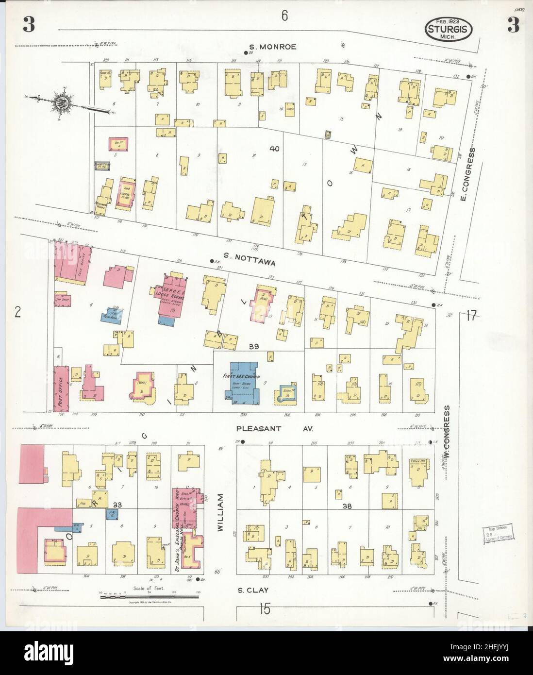 Sanborn Fire Insurance Map from Sturgis, Saint Joseph County, Michigan. Stock Photo