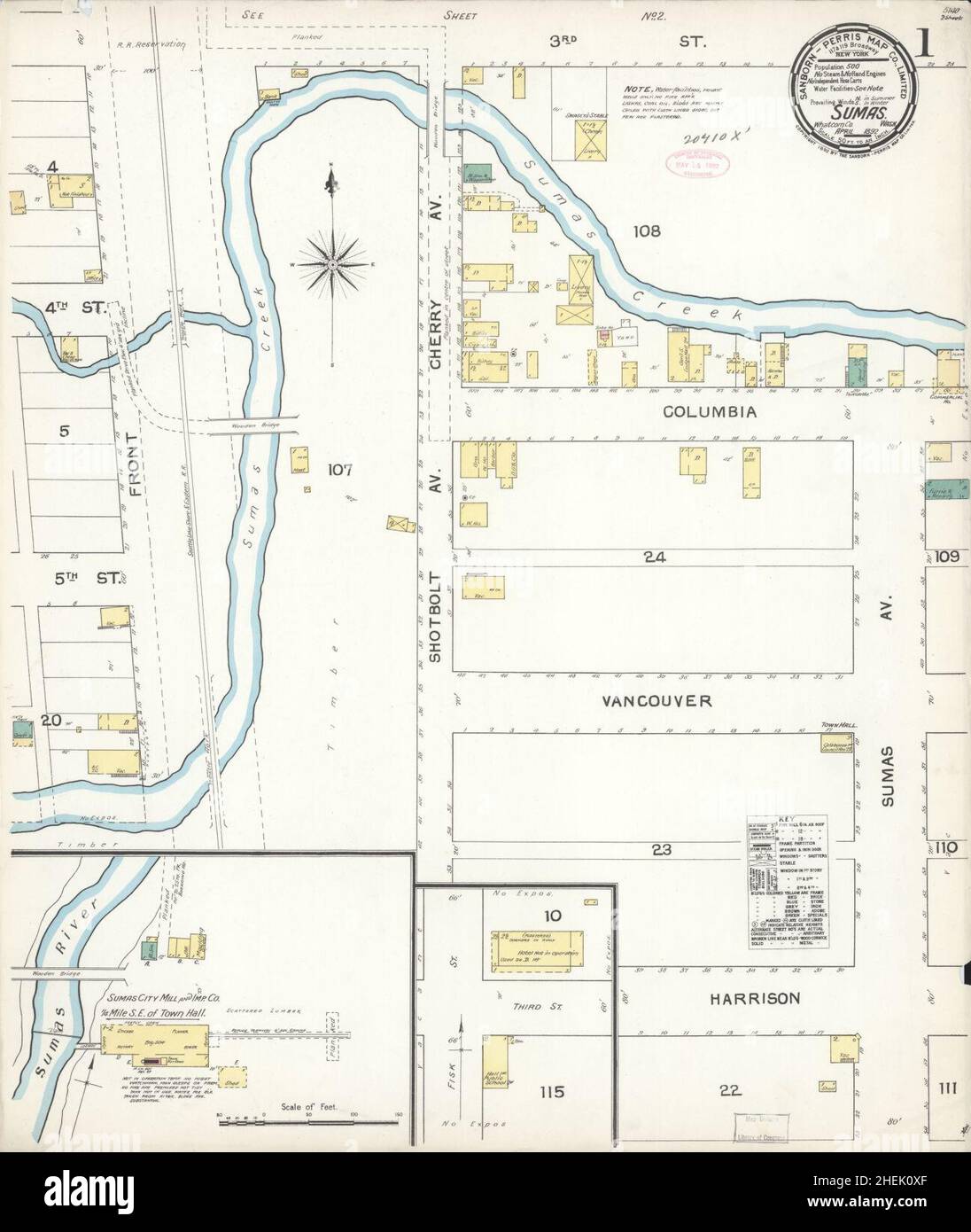 Sanborn Fire Insurance Map from Sumas, County, Washington Stock