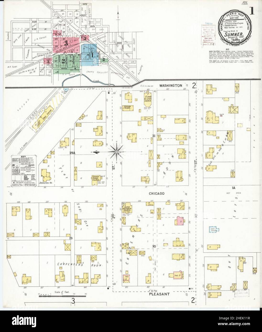Sanborn Fire Insurance Map from Sumner, Bremer County, Iowa Stock Photo