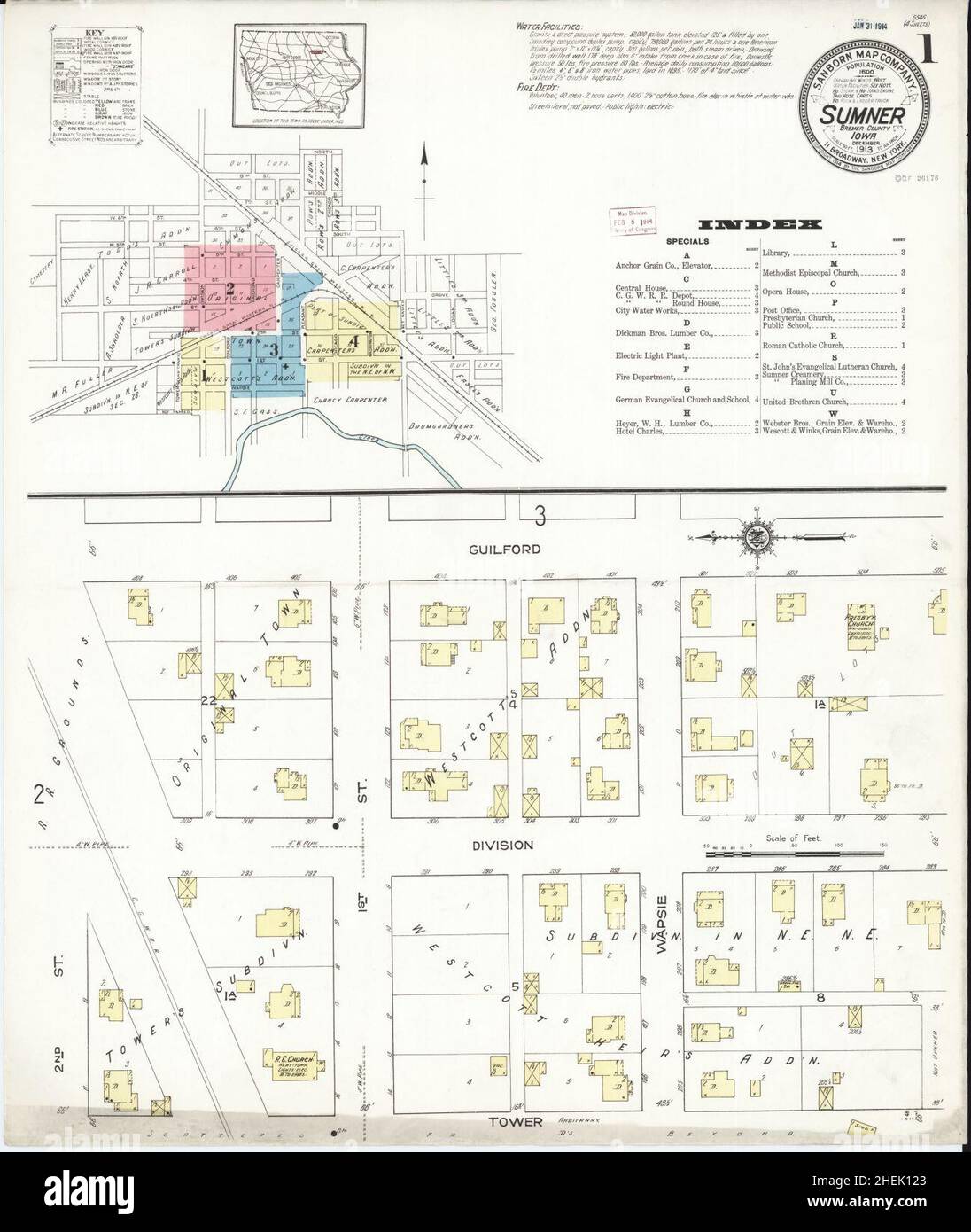 Sanborn Fire Insurance Map from Sumner, Bremer County, Iowa Stock Photo