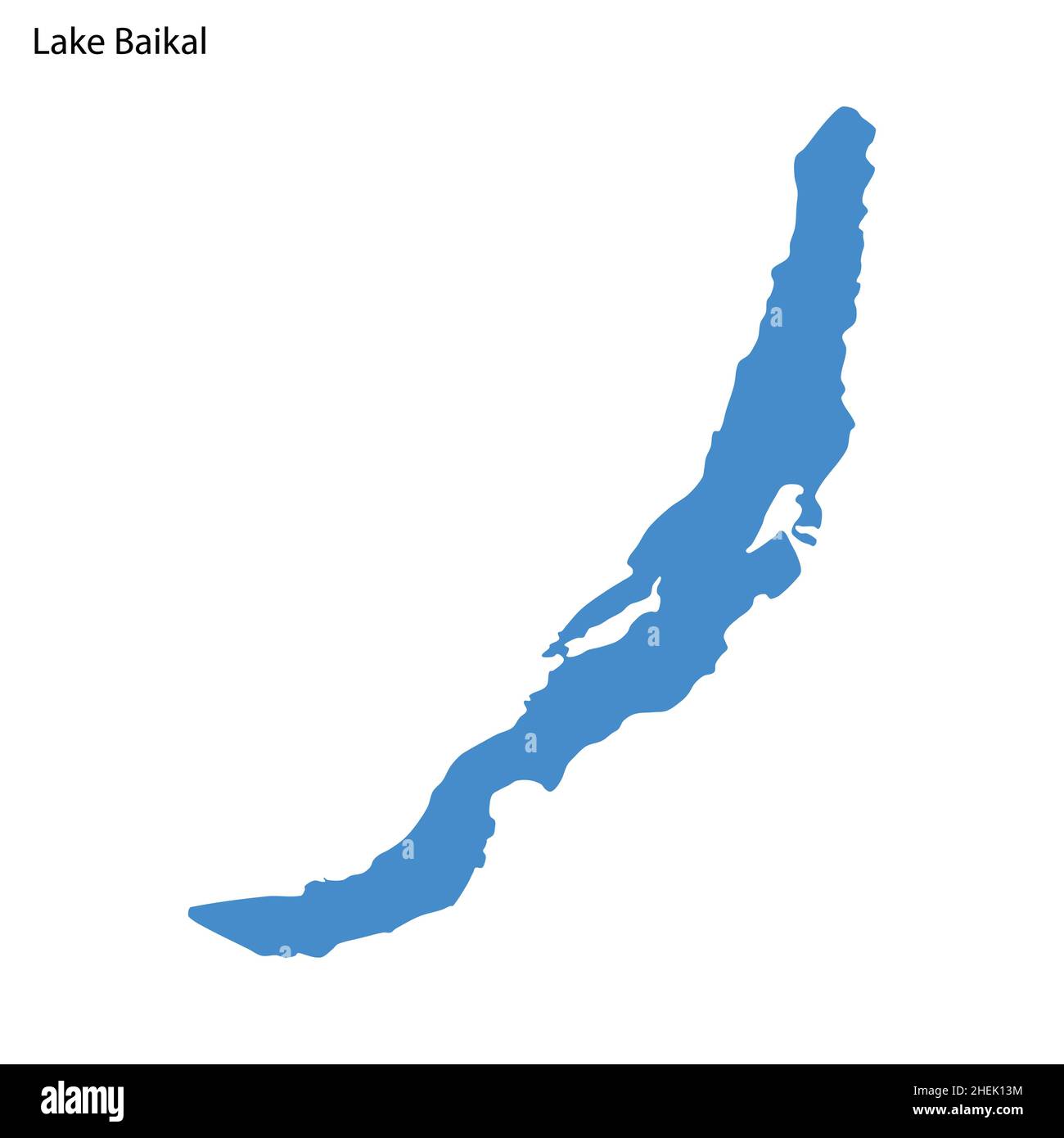 Lake Baikal On World Map Blue Outline Map Of Baikal Lake Isolated Vector Siilhouette On White Background 2HEK13M