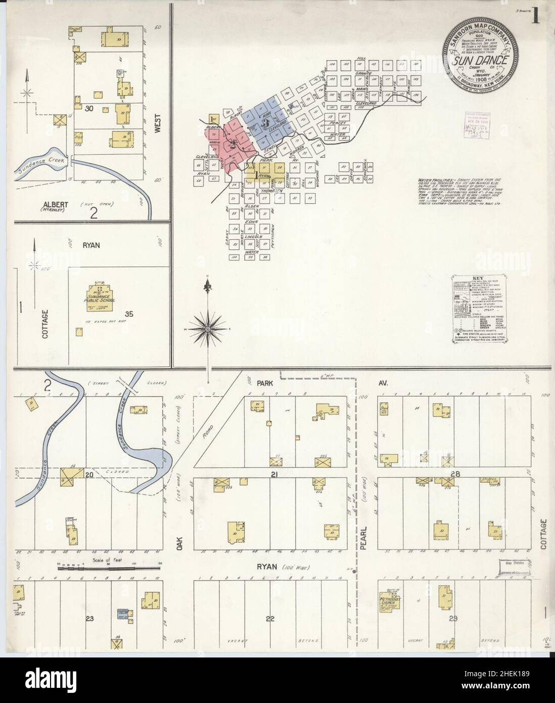 Sanborn Fire Insurance Map from Sundance, Crook County, Wyoming. Stock Photo