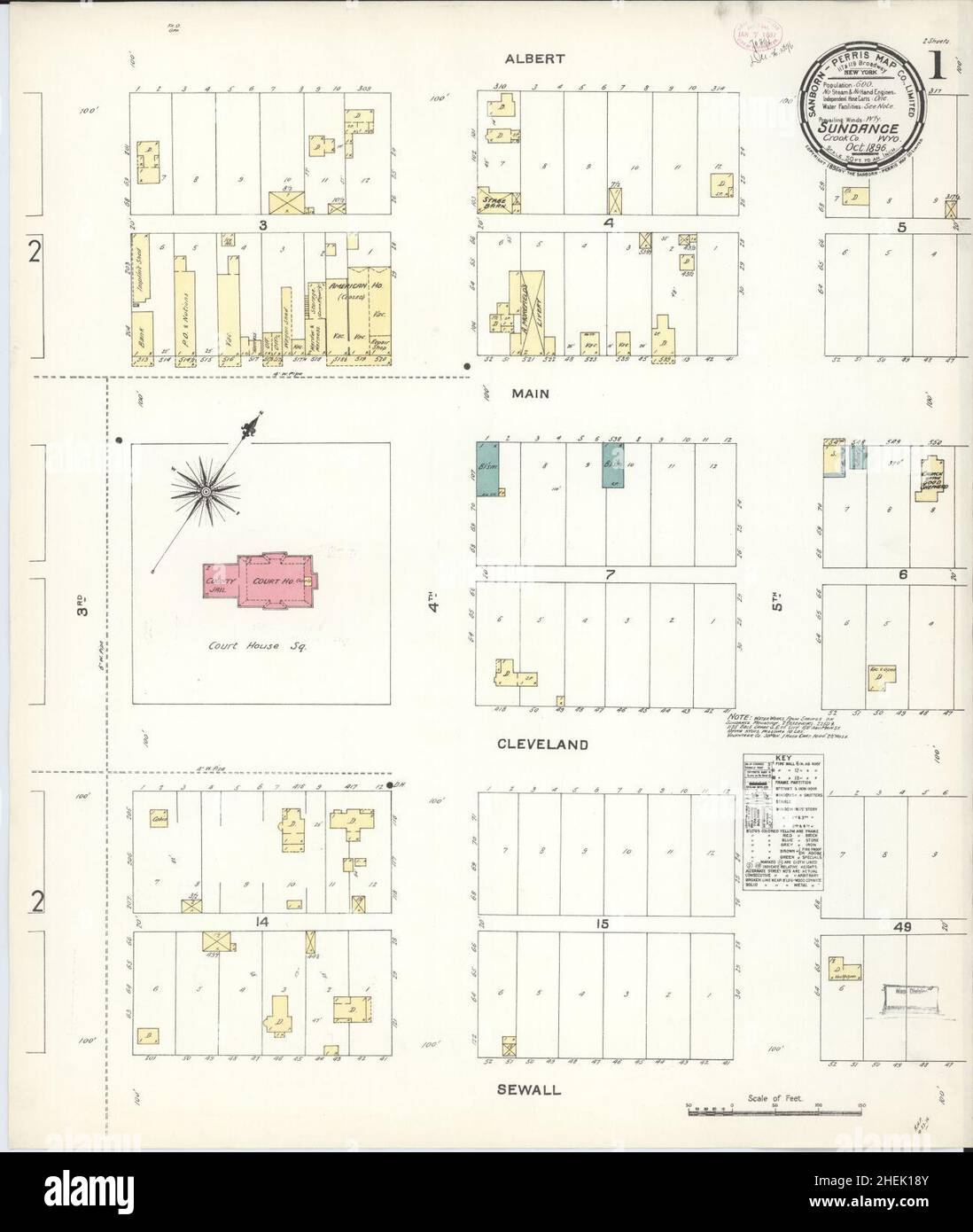 Sanborn Fire Insurance Map from Sundance, Crook County, Wyoming. Stock Photo