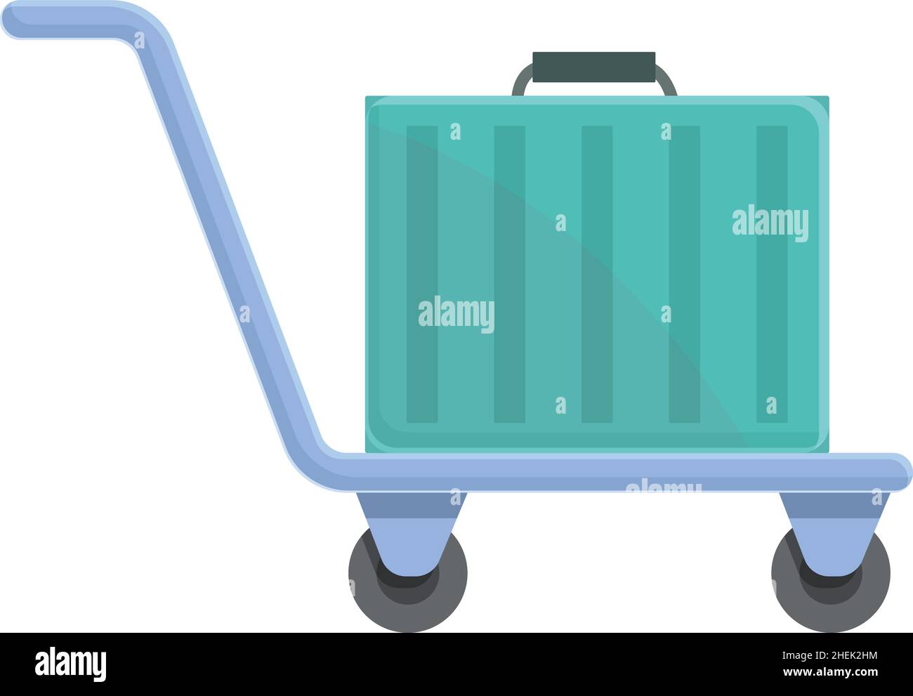 Belt luggage trolley icon cartoon vector. Travel bag. Cart carry Stock