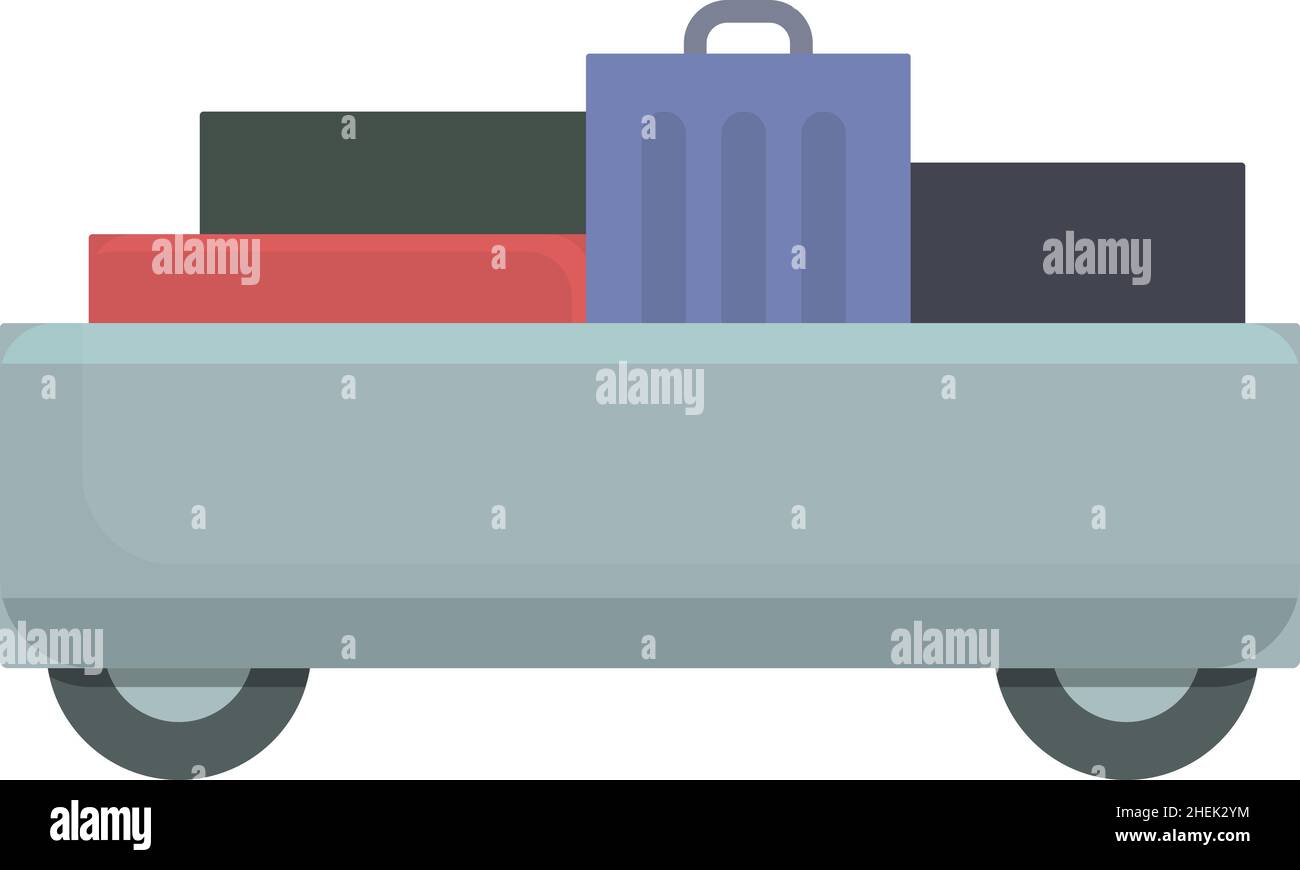 Tourist luggage trolley icon cartoon vector. Travel bag. Cart carry