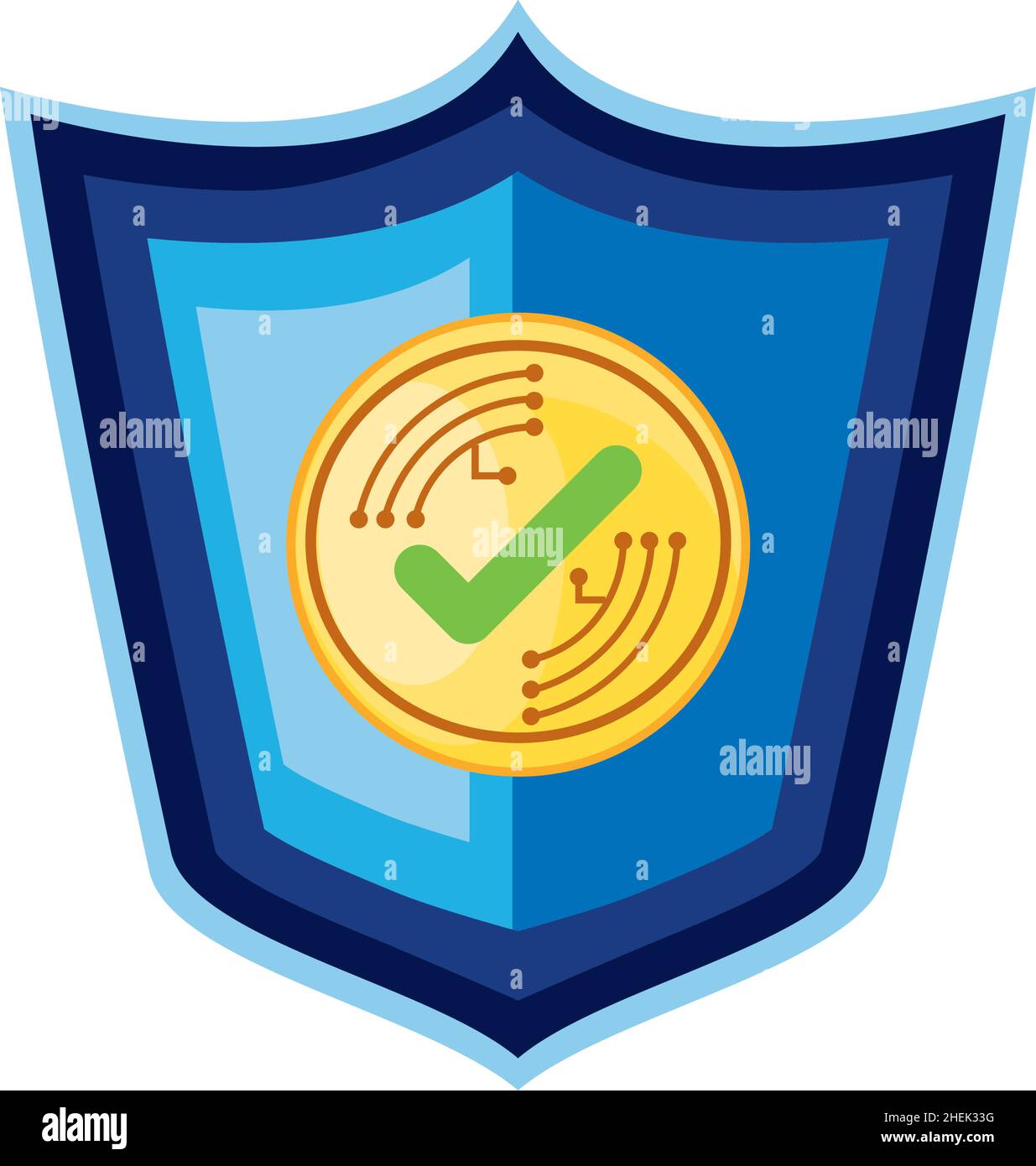 bitcoin in shield Stock Vector