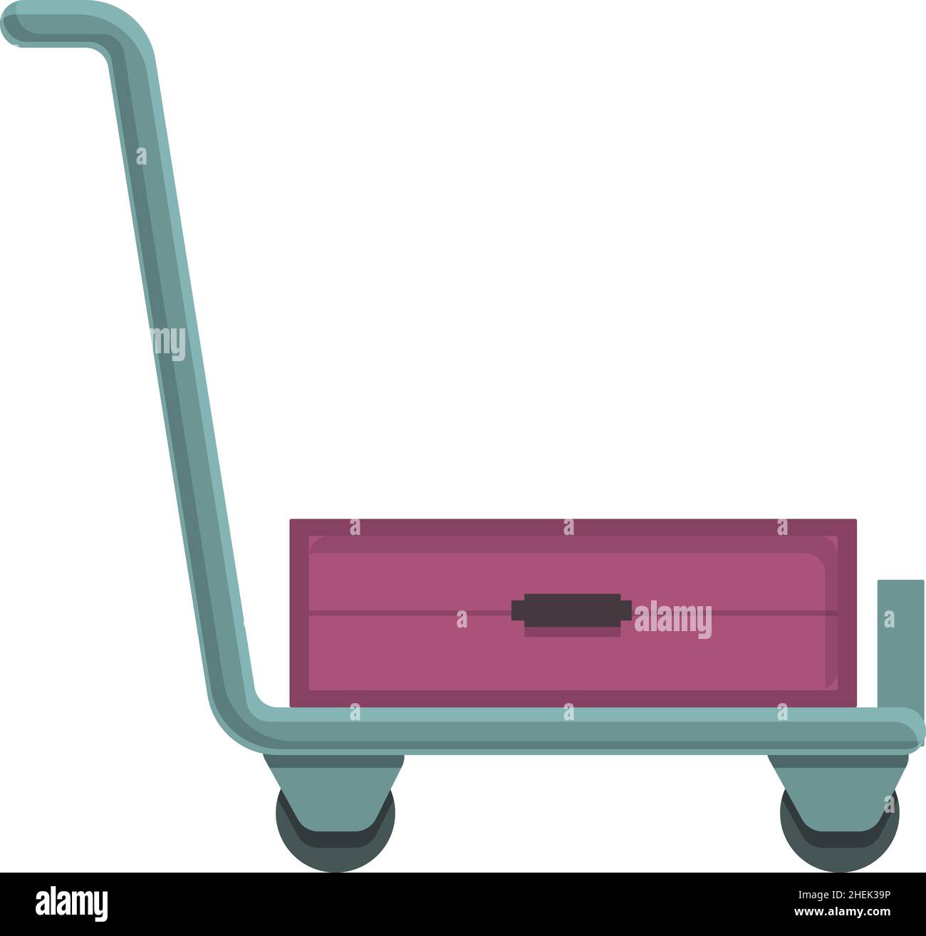 Push luggage trolley icon cartoon vector. Travel bag. Cart tourist