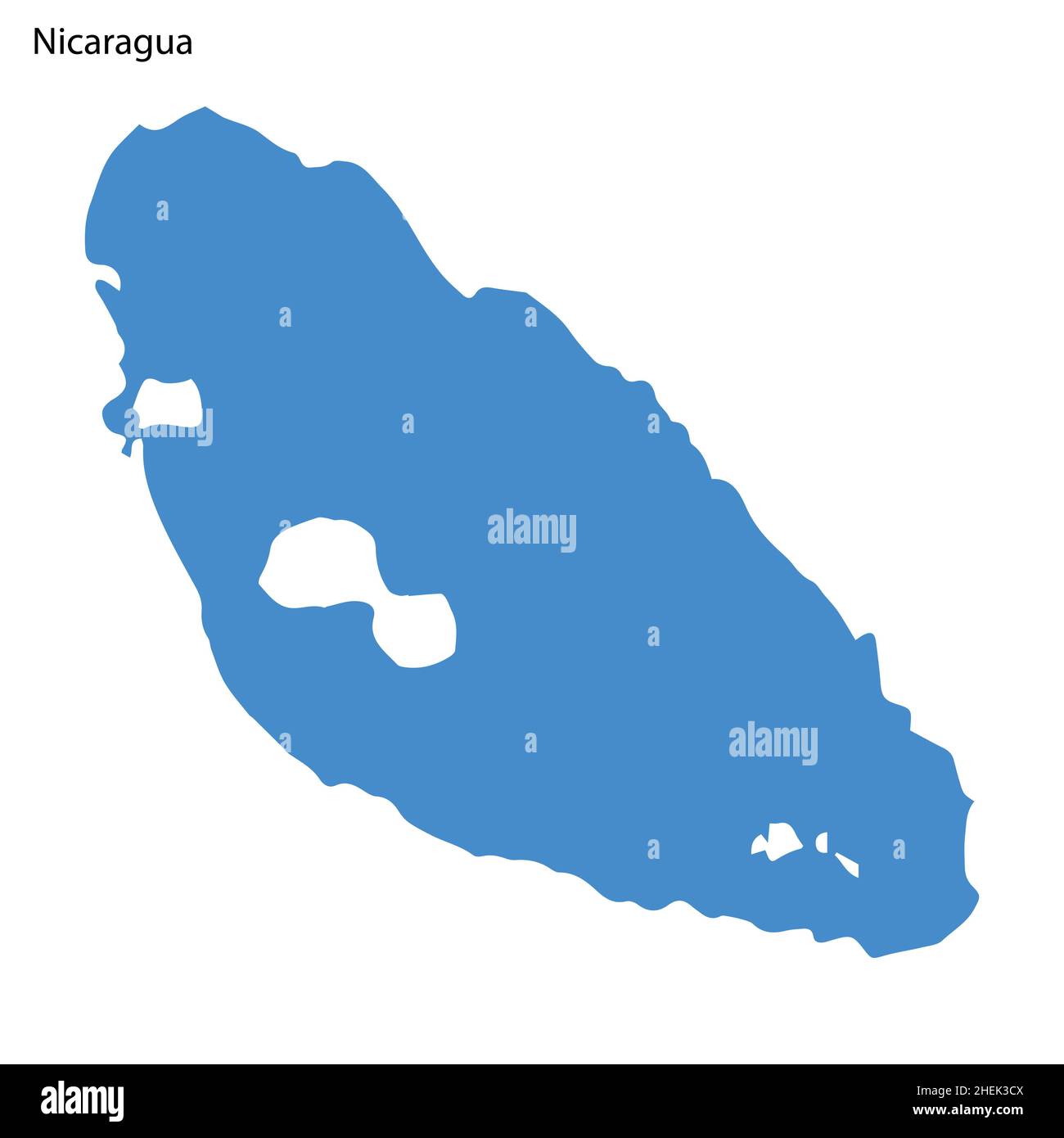 Blue outline map of Nicaragua Lake, Isolated vector siilhouette on ...