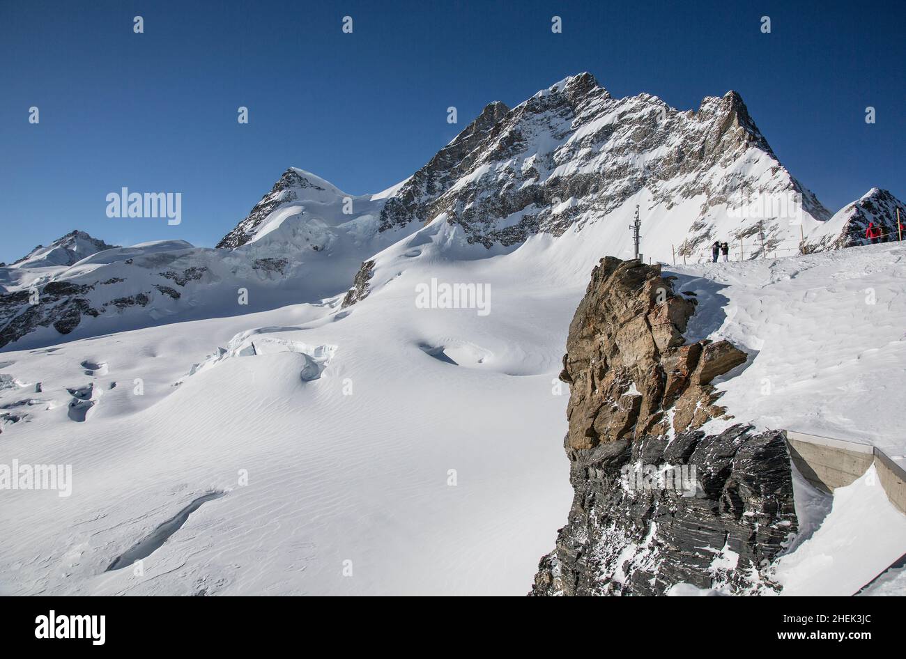 Jungfraujoch, Eiger, snow, Alps, Switzerland, mountains, Europe Stock