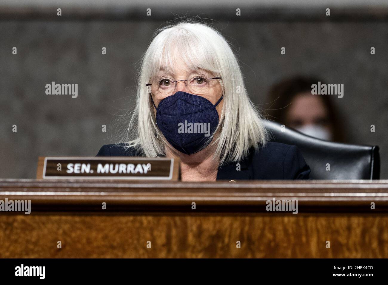 Washington, United States. 11th Jan, 2022. Chair of the Senate Health, Education, Labor and Pensions Committee Patty Murray, D-WA, delivers opening remarks during a Senate Health, Education, Labor, and Pensions Committee hearing to examine the government response to new variants of COVID-19, on Capitol Hill in Washington, DC on Tuesday, January 11, 2022. Pool photo by Greg Nash/UPI Credit: UPI/Alamy Live News Stock Photo