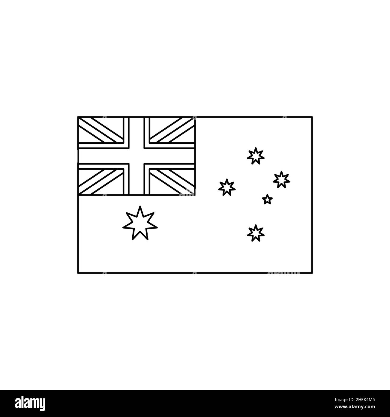 Black outline flag of Australia. Thin line vector icon Stock Vector