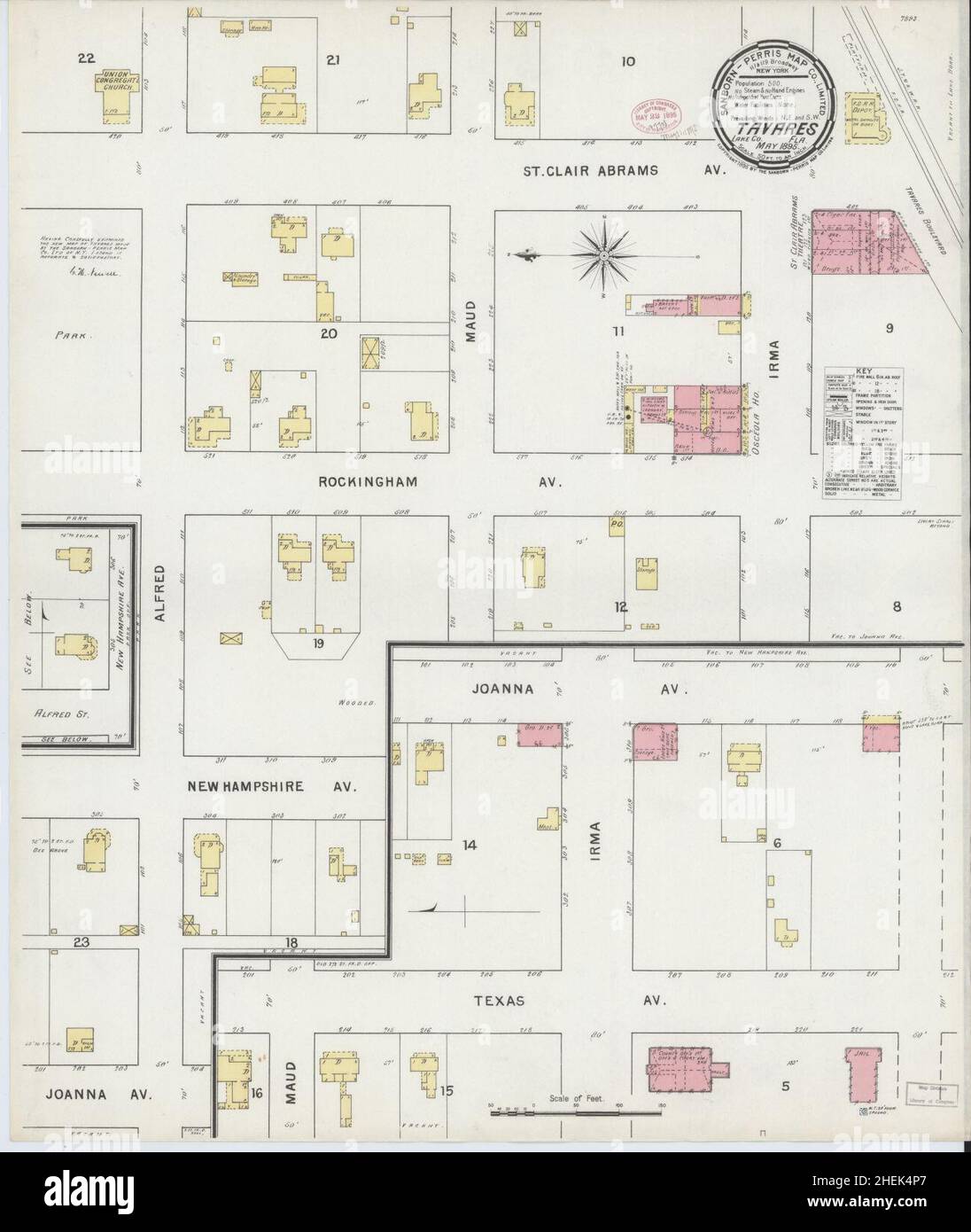 Sanborn Fire Insurance Map from Tavares, Lake County, Florida. Stock Photo