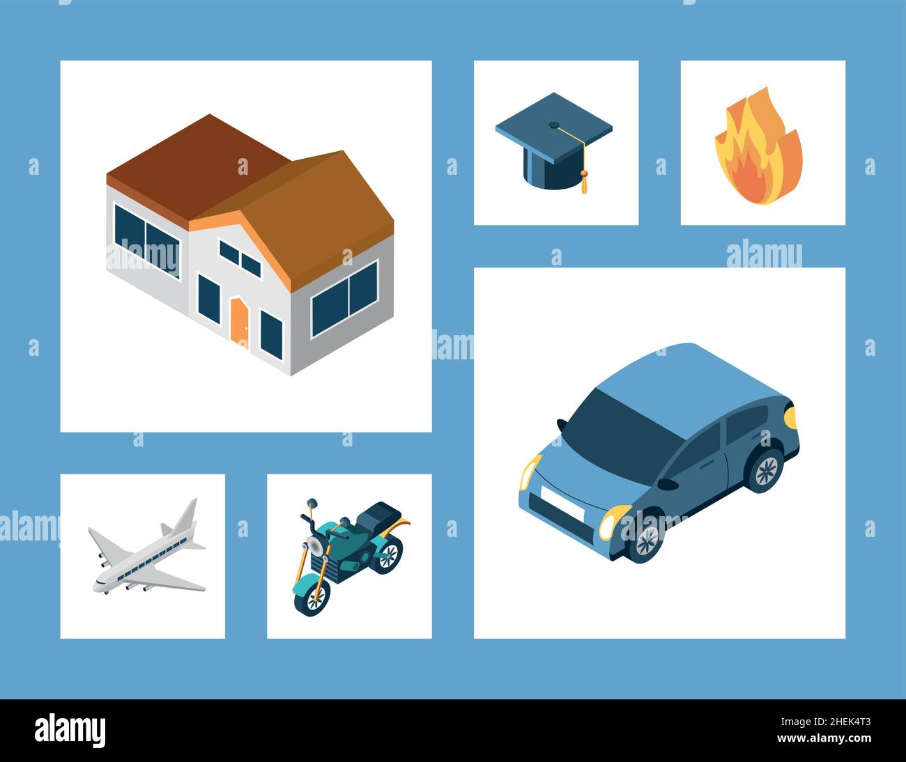 isometric icons insurance Stock Vector Image & Art - Alamy