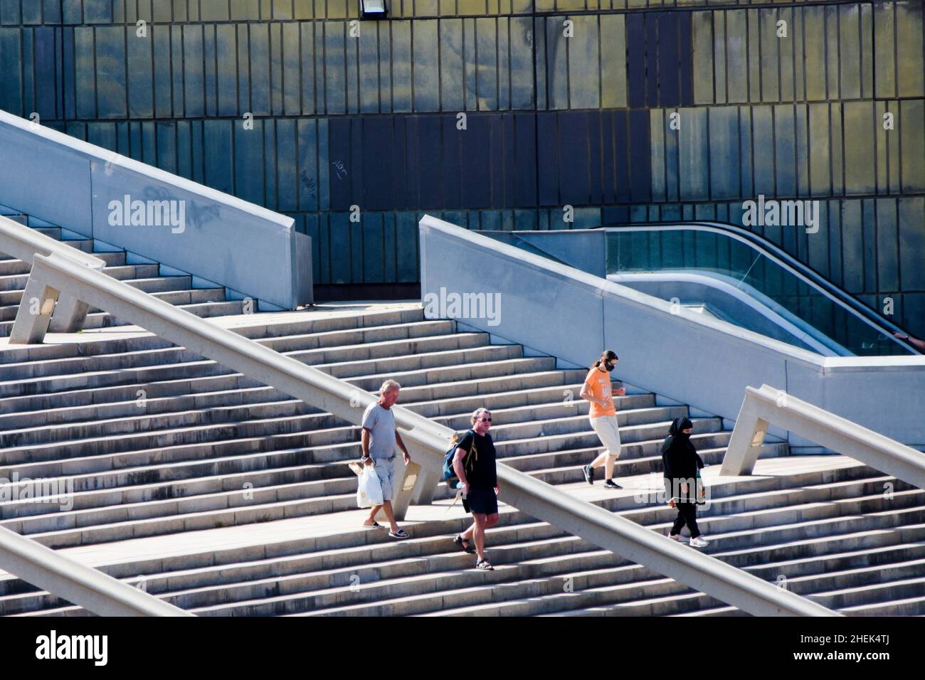 Going down the stairs Stock Photo