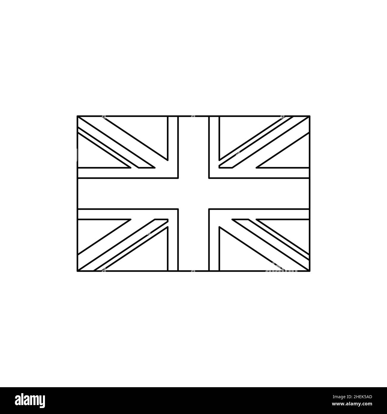Black outline flag of United Kingdom. Thin line vector icon Stock Vector