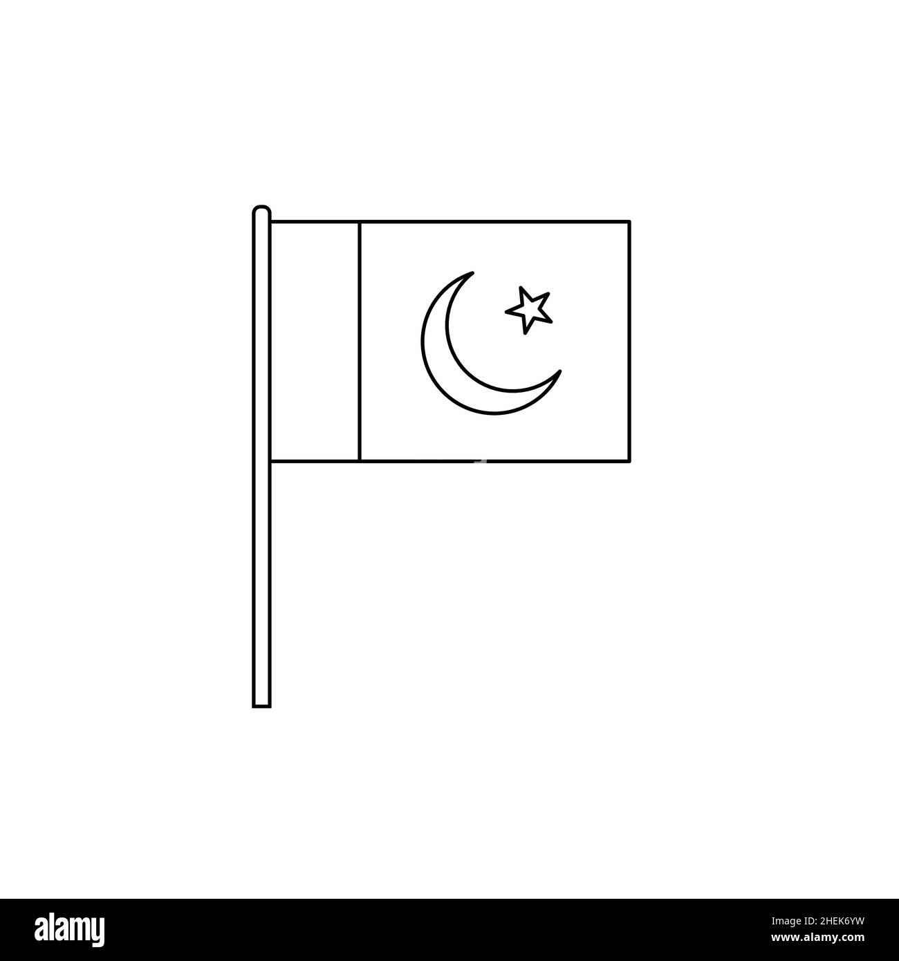 Black outline flag on of Pakistan. Thin line vector icon Stock Vector