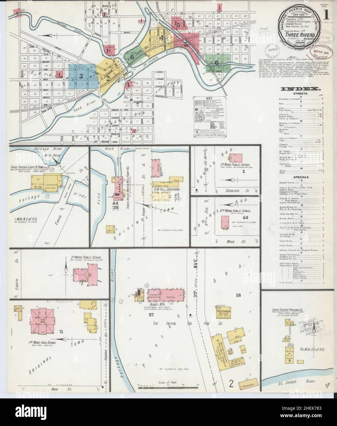 Three rivers michigan map hires stock photography and images Alamy