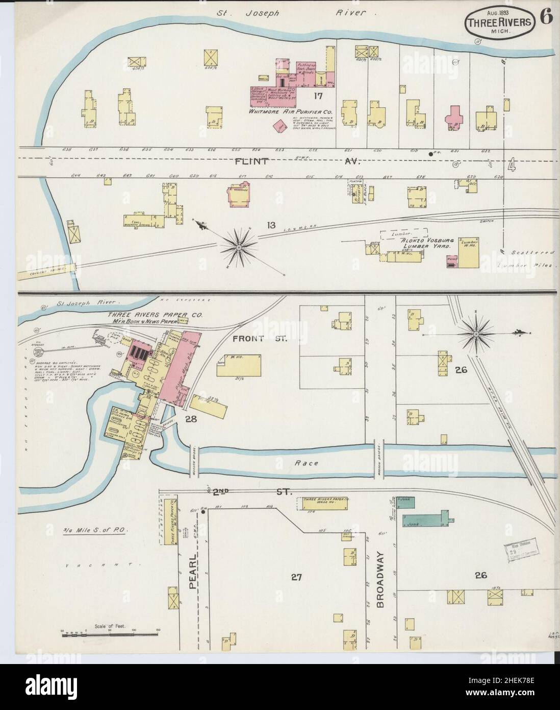 Three rivers michigan map hires stock photography and images Alamy
