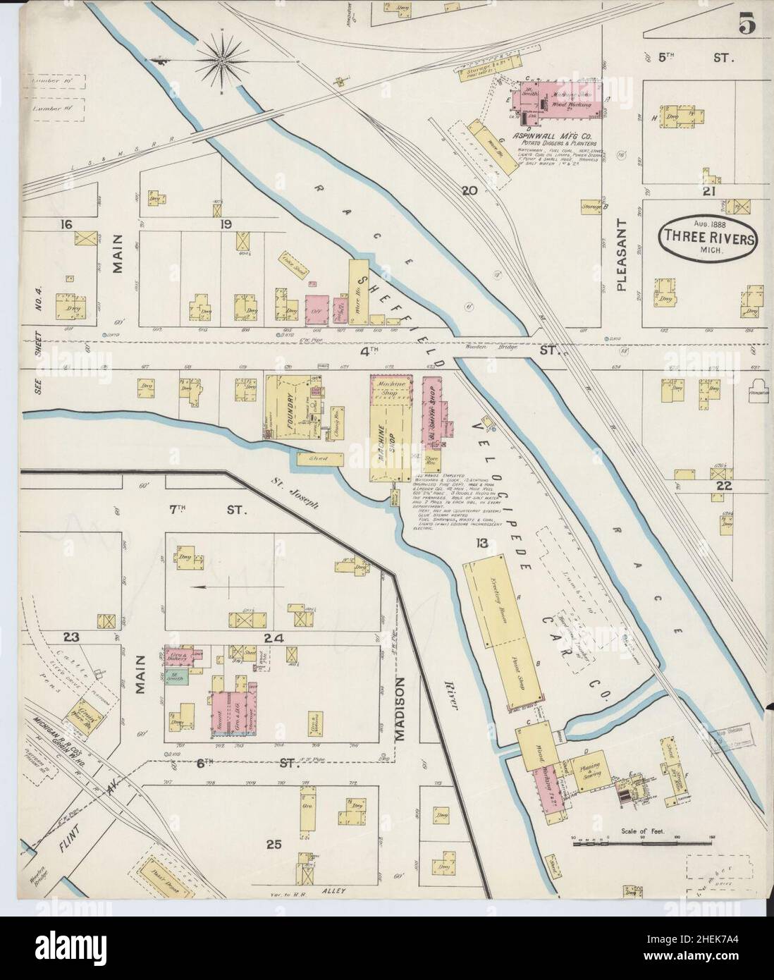 Three rivers michigan map hires stock photography and images Alamy