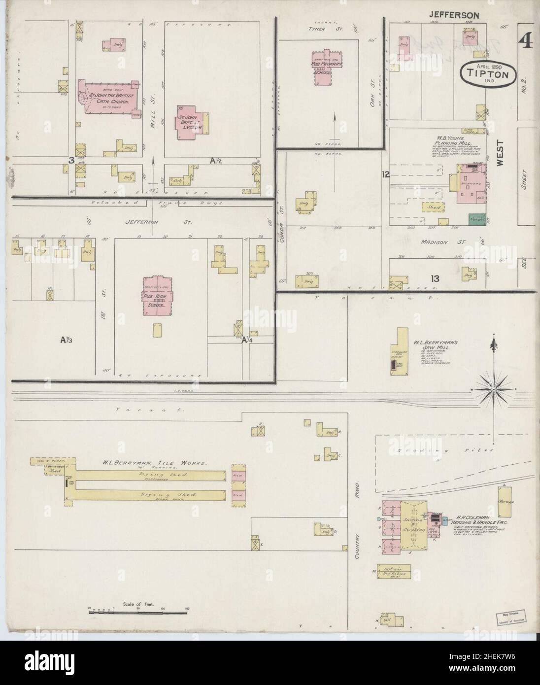 Sanborn Fire Insurance Map from Tipton, Tipton County, Indiana Stock