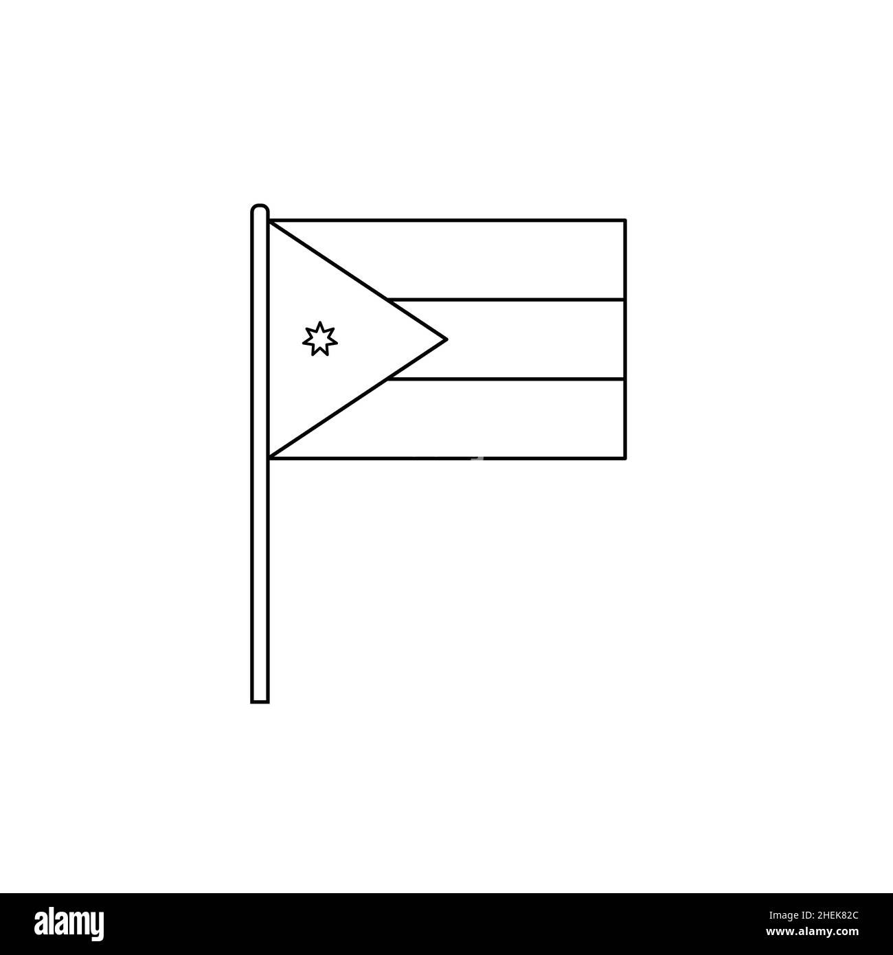 Black outline flag on of Jordan. Thin line vector icon Stock Vector