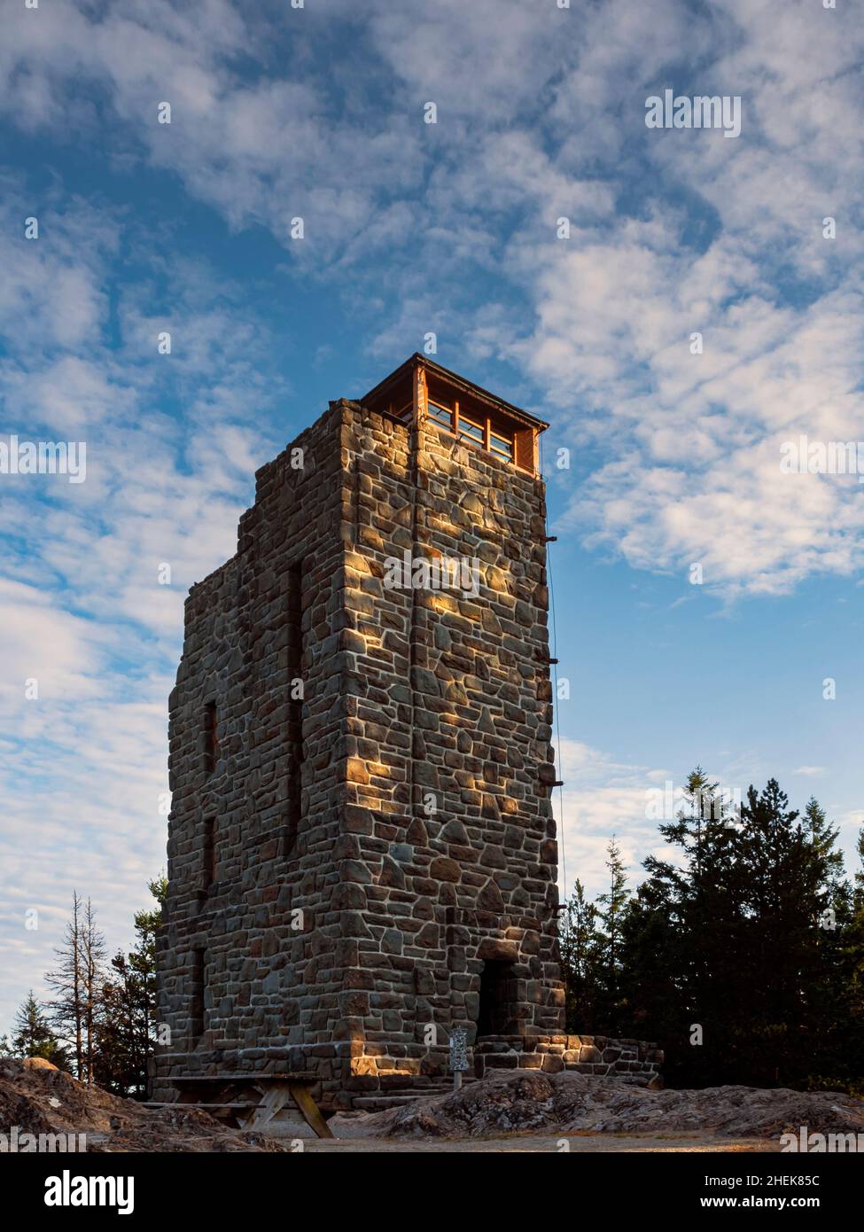 WA21048-00...WASHINGTON - Mt. Constitution Observation Tower on the summit of Mt. Constitution in Moran State Park on Orcas Island. Stock Photo