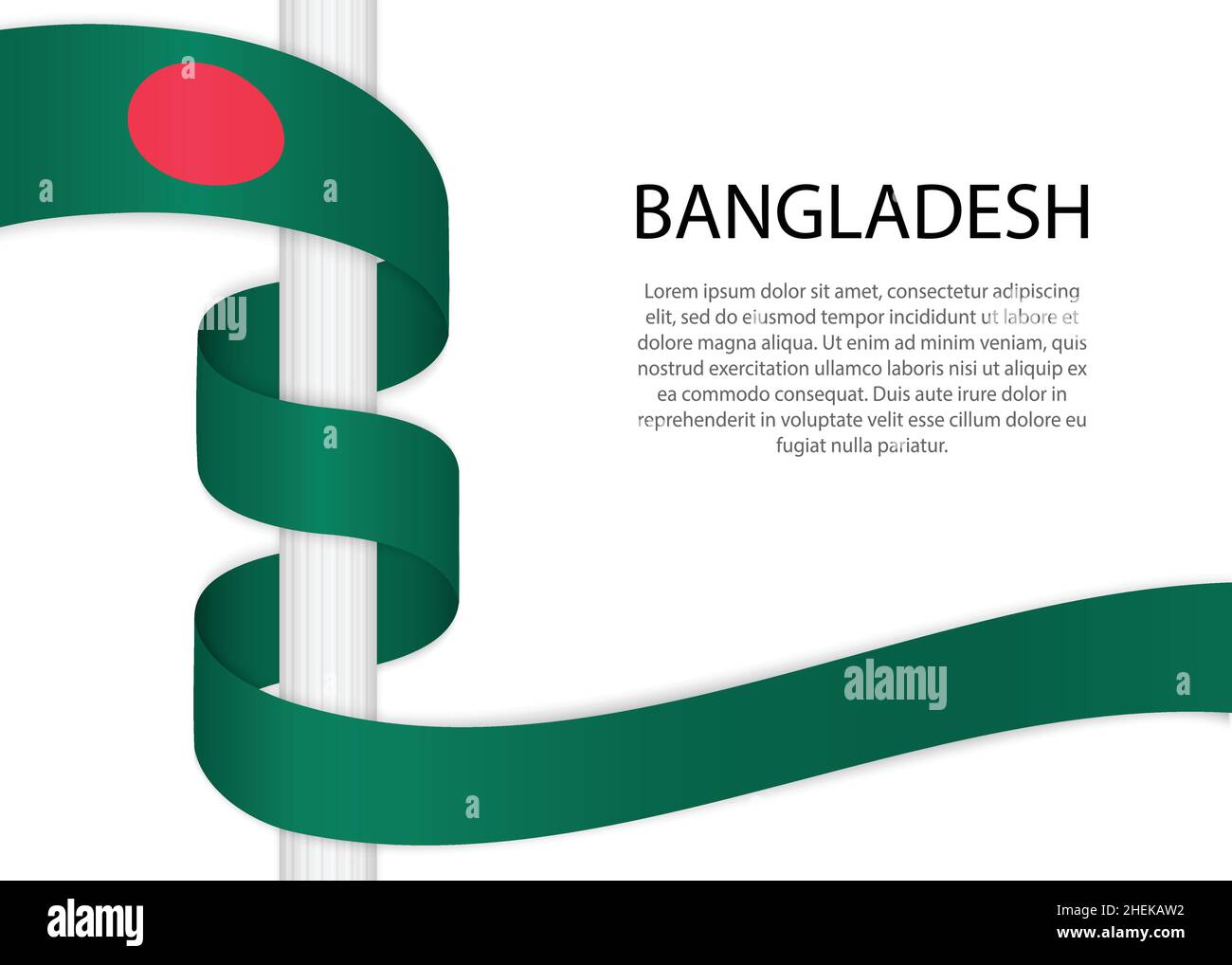 Bd Ribbons Waving ribbon on pole with flag of Bangladesh. Template for ...