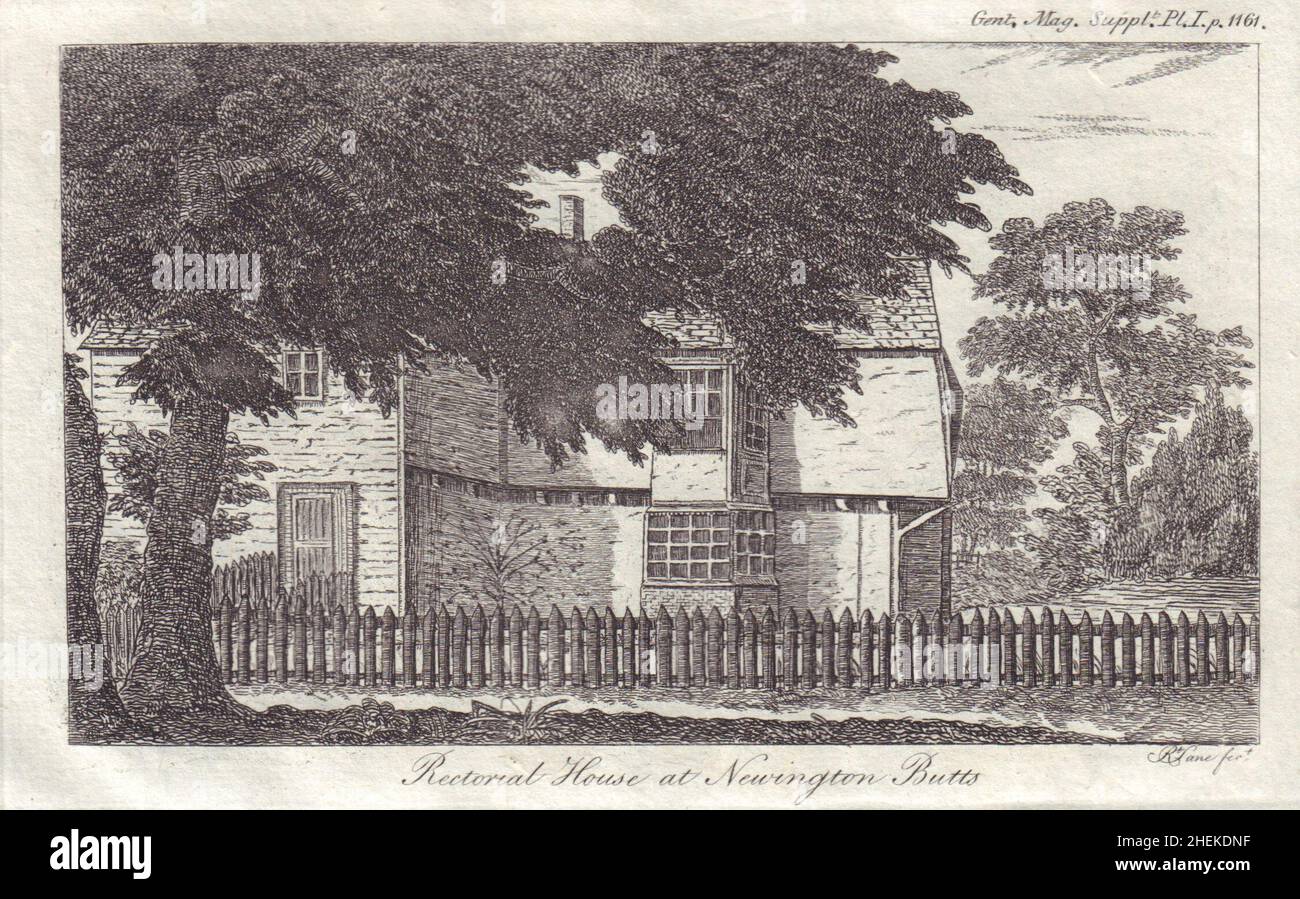 View of the rectorial house at Newington Butts, Southwark, London 1794 print Stock Photo