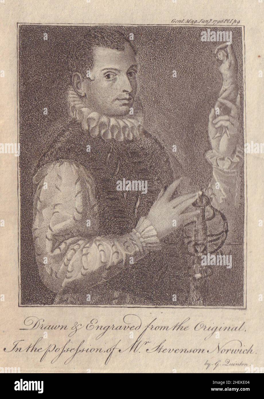 Benvenuto Cellini Portrait, Italian goldsmith in possession of Mr Stevenson 1796 Stock Photo