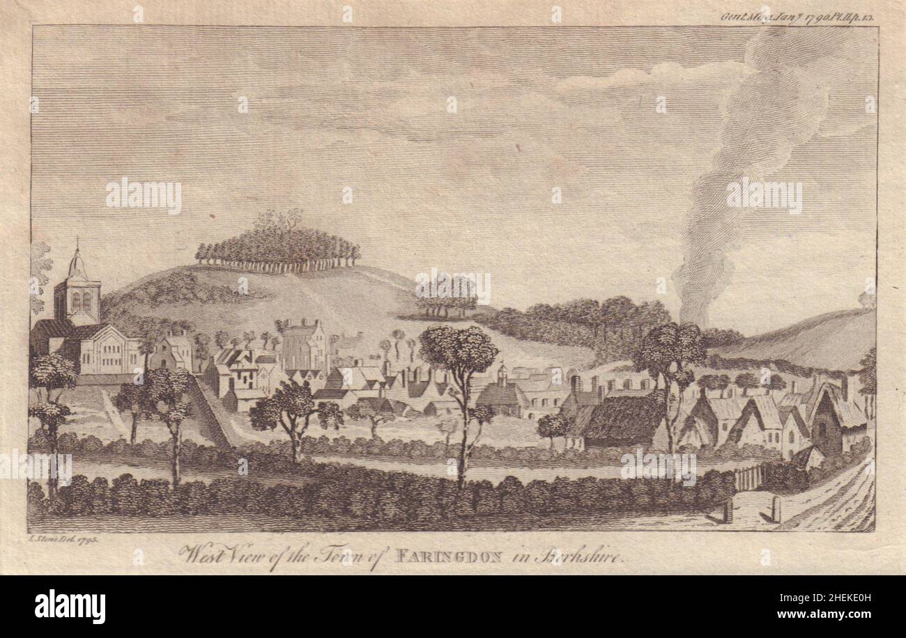 West view of the town of Faringdon in Berkshire (now Oxfordshire) 1796 print Stock Photo