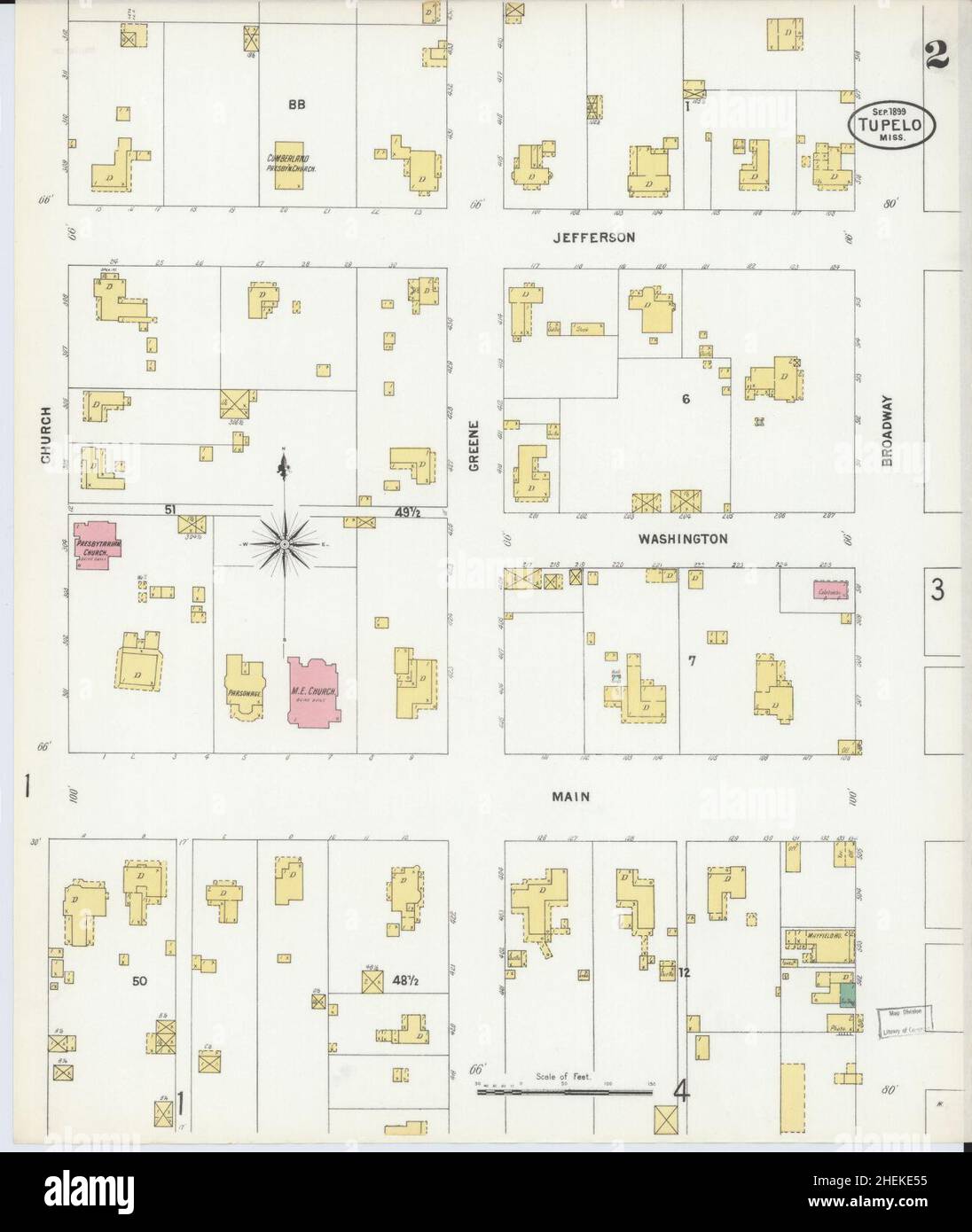 Sanborn Fire Insurance Map from Tupelo, Lee County, Mississippi. Stock Photo