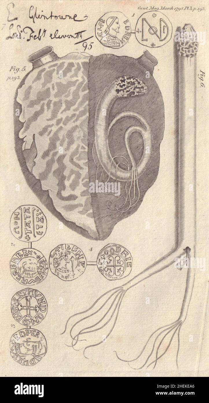 Substance resembling a Serpent, found in a man's heart by Dr. Ed. May 1639 1798 Stock Photo
