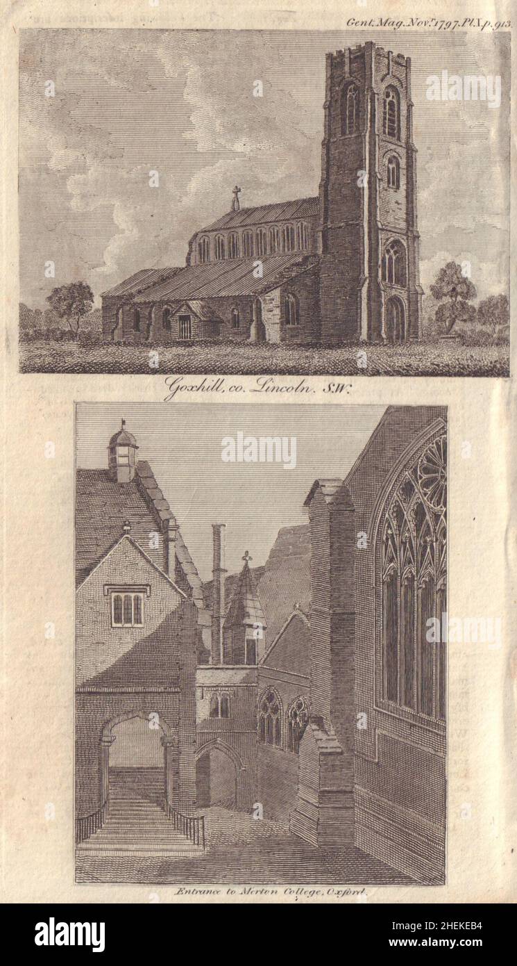 All Saints Church, Goxhill, Lincolnshire. Merton College entrance, Oxford 1797 Stock Photo