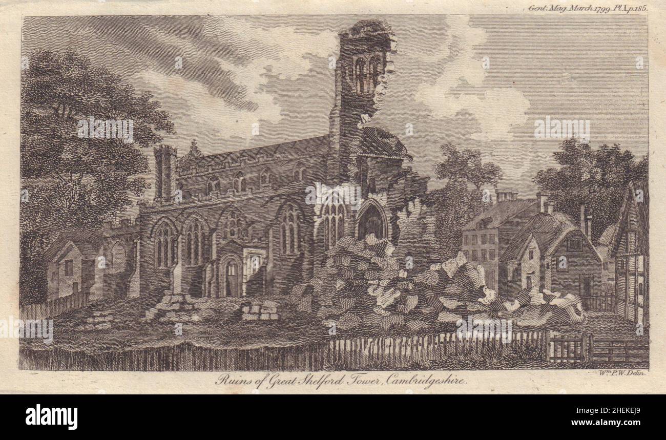 St Mary the Virgin church ruined tower, Great Shelford. Cambridgeshire 1799 Stock Photo