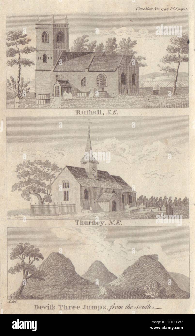 St Michael's church Rushall. Thursley All Angels Devil's Jumps Churt Surrey 1799 Stock Photo