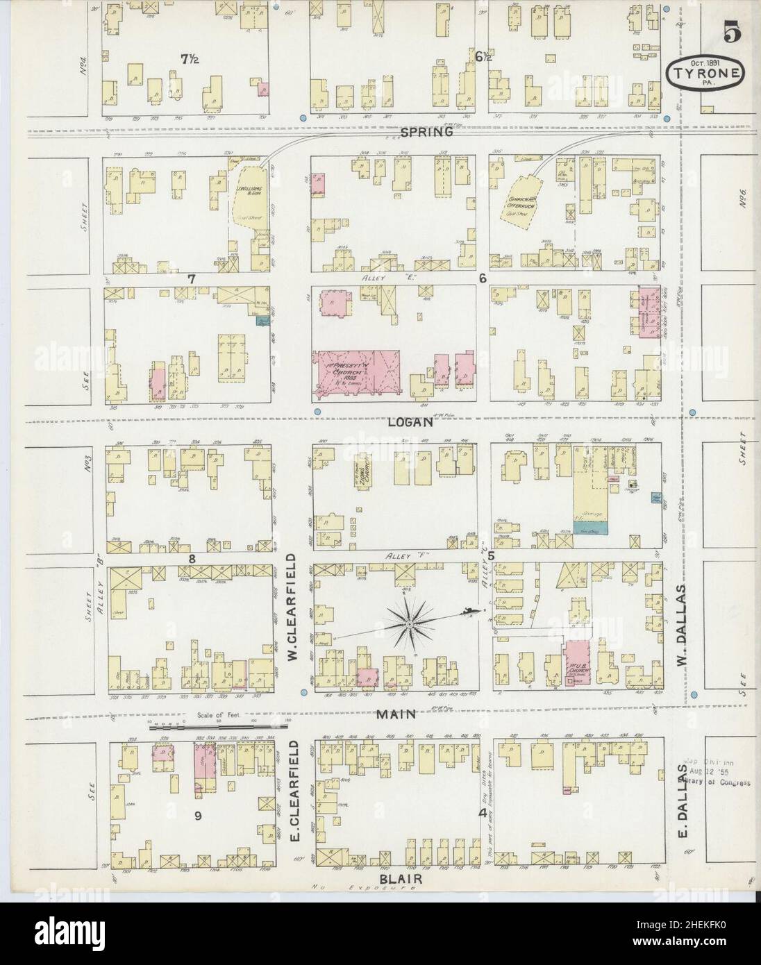 Sanborn Fire Insurance Map from Tyrone, Blair County, Pennsylvania. Stock Photo