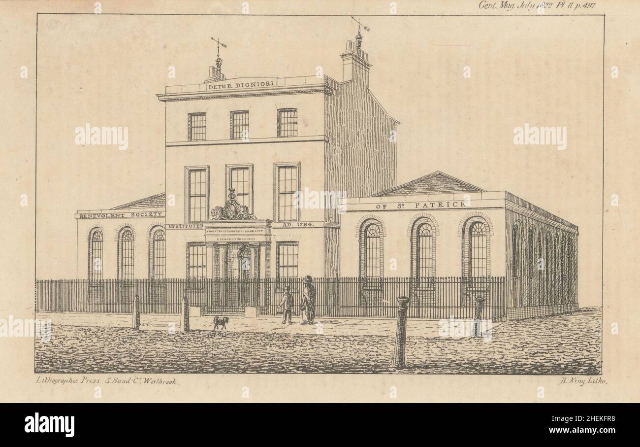 St Patrick Benevolent Society 61 Stamford Street now London Nautical School 1822 Stock Photo