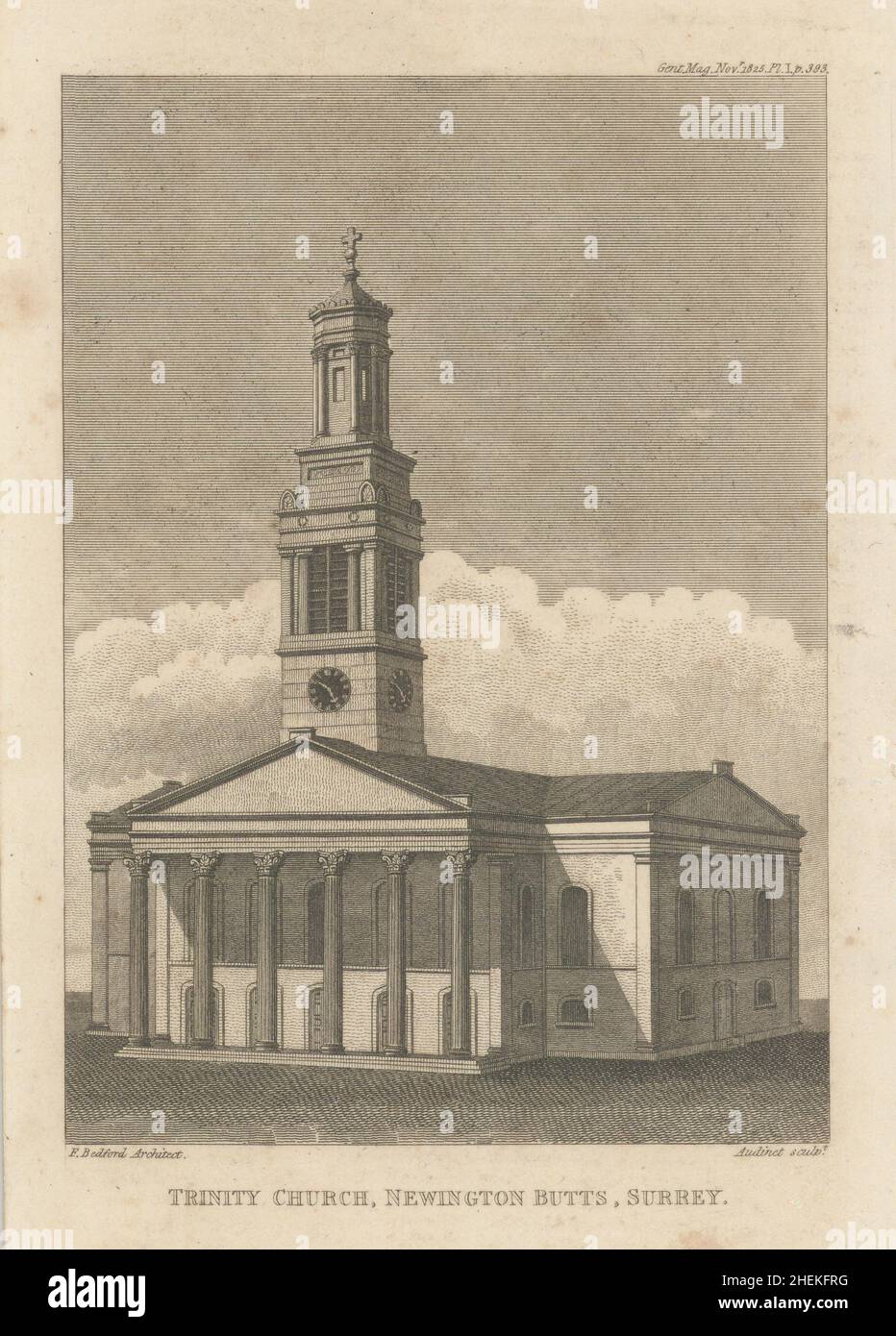 Holy Trinity Church, Newington. Trinity Church Square, Southwark 1825 print Stock Photo