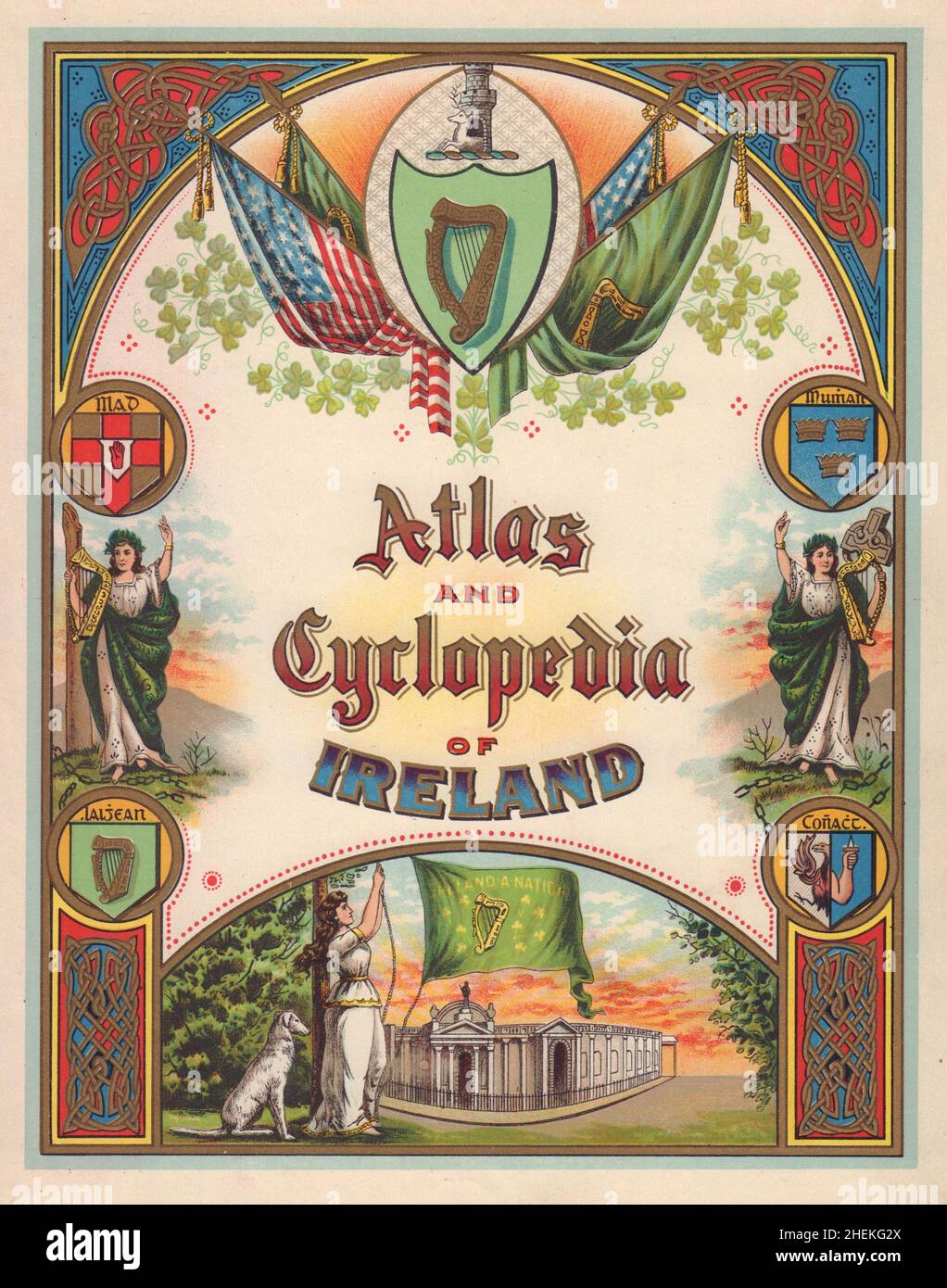 Atlas and Cyclopedia of Ireland [title page]. JOYCE 1905 old antique print Stock Photo