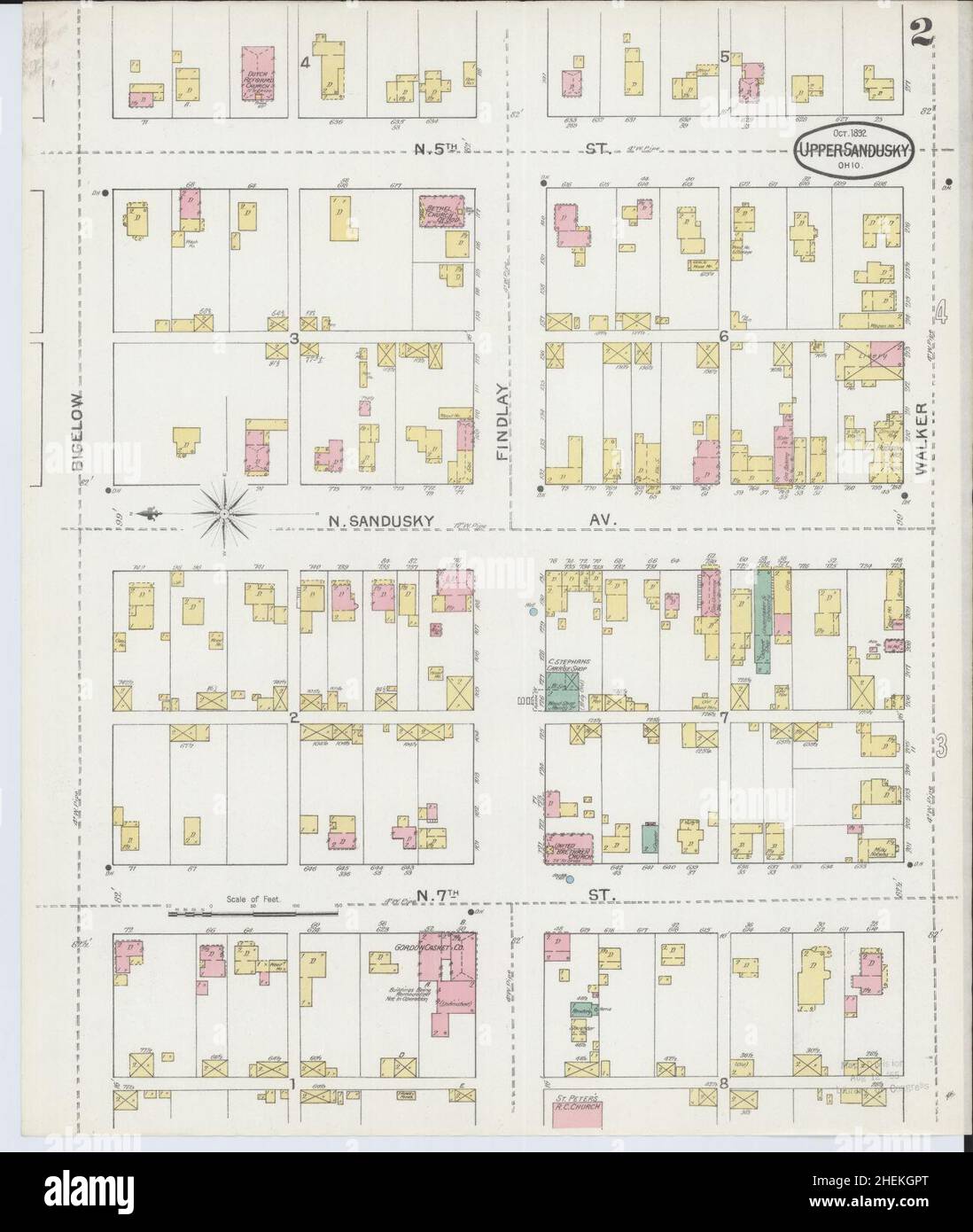 Sanborn Fire Insurance Map from Upper Sandusky, Wyandot County, Ohio. Stock Photo