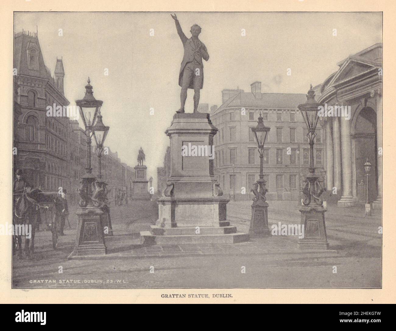 Grattan Statue, Dublin. Ireland 1905 old antique vintage print picture Stock Photo
